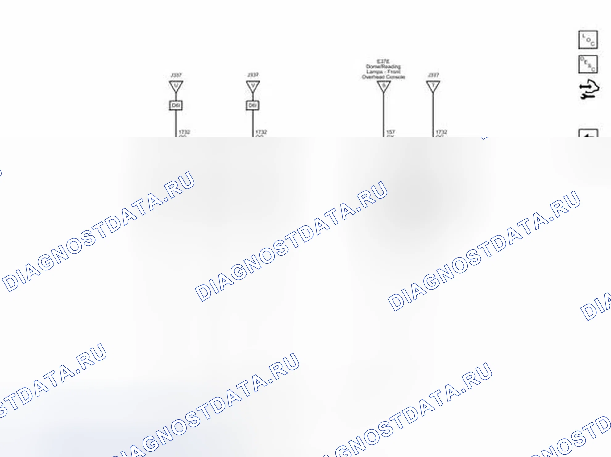 Рис. 10: Схемы проводки ламп Courtesy / Reading и Sunshade. Chevrolet Captiva I рестайлинг 2