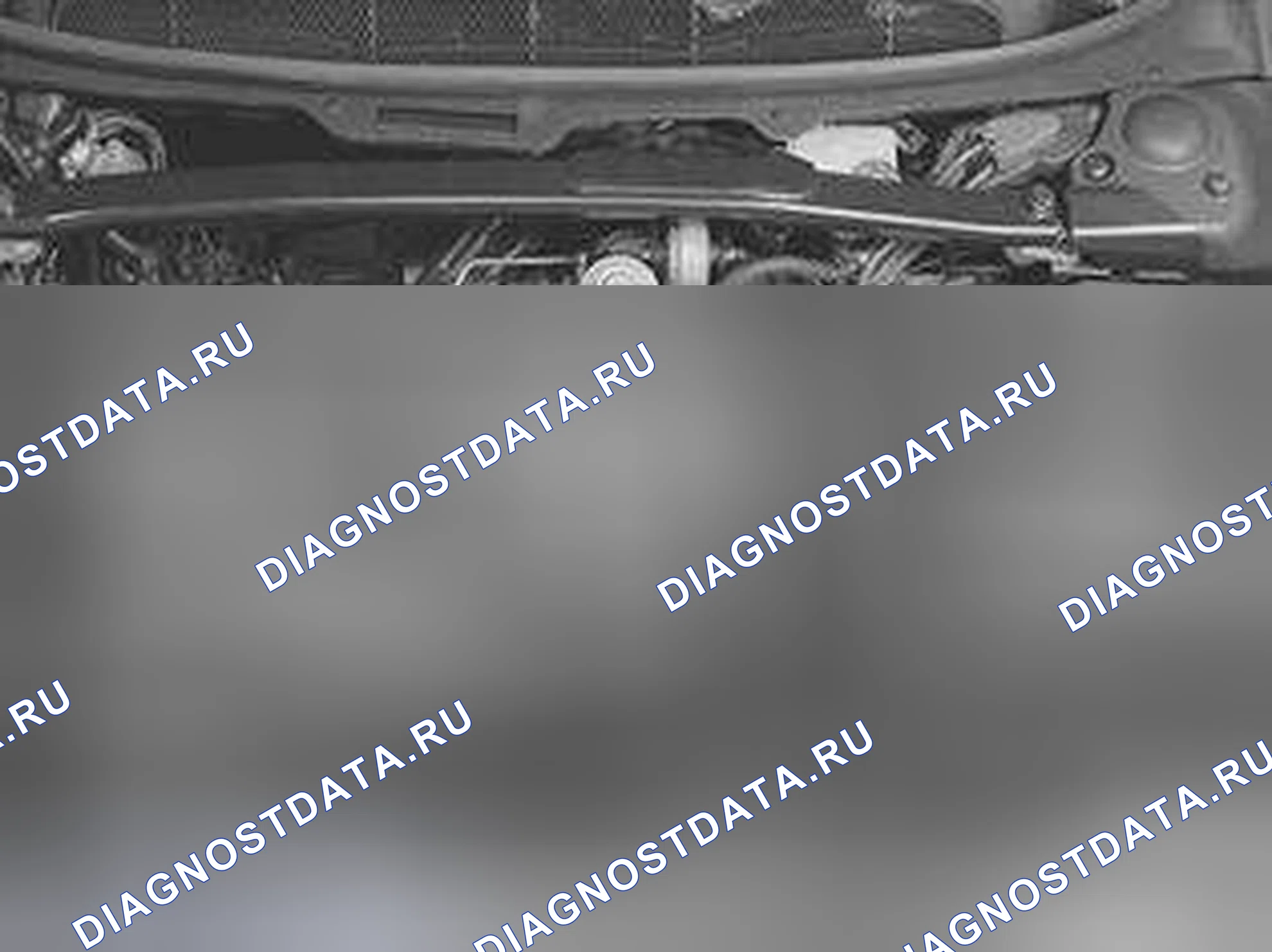 Рис. 1397: Установка корпуса воздухоочистителя (воздушный фильтр) и крышки двигателя. Volvo S60 I