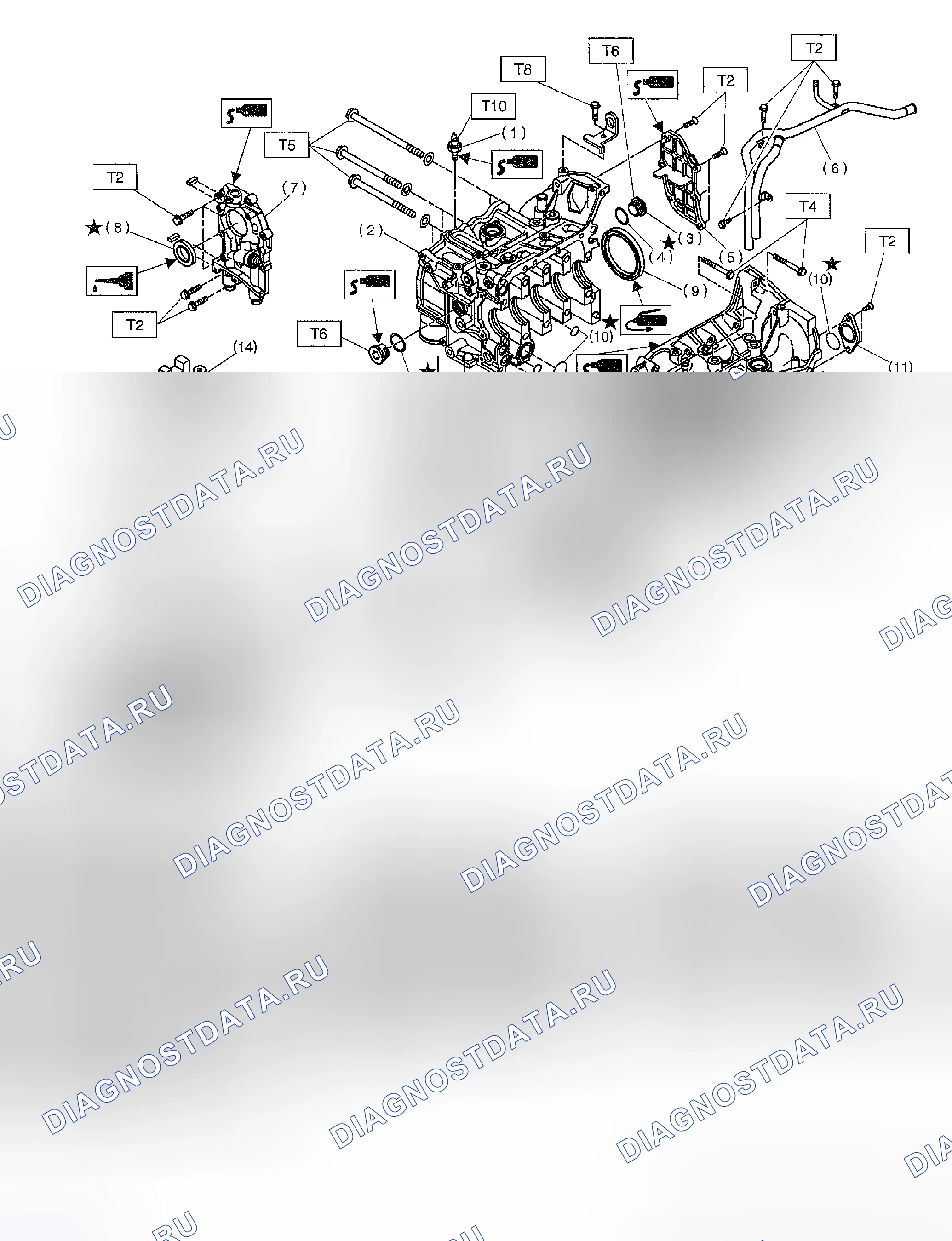 Рис. 487: БЛОК ЦИЛИНДРОВ. Subaru Impreza GD/GC/GG рестайлинг