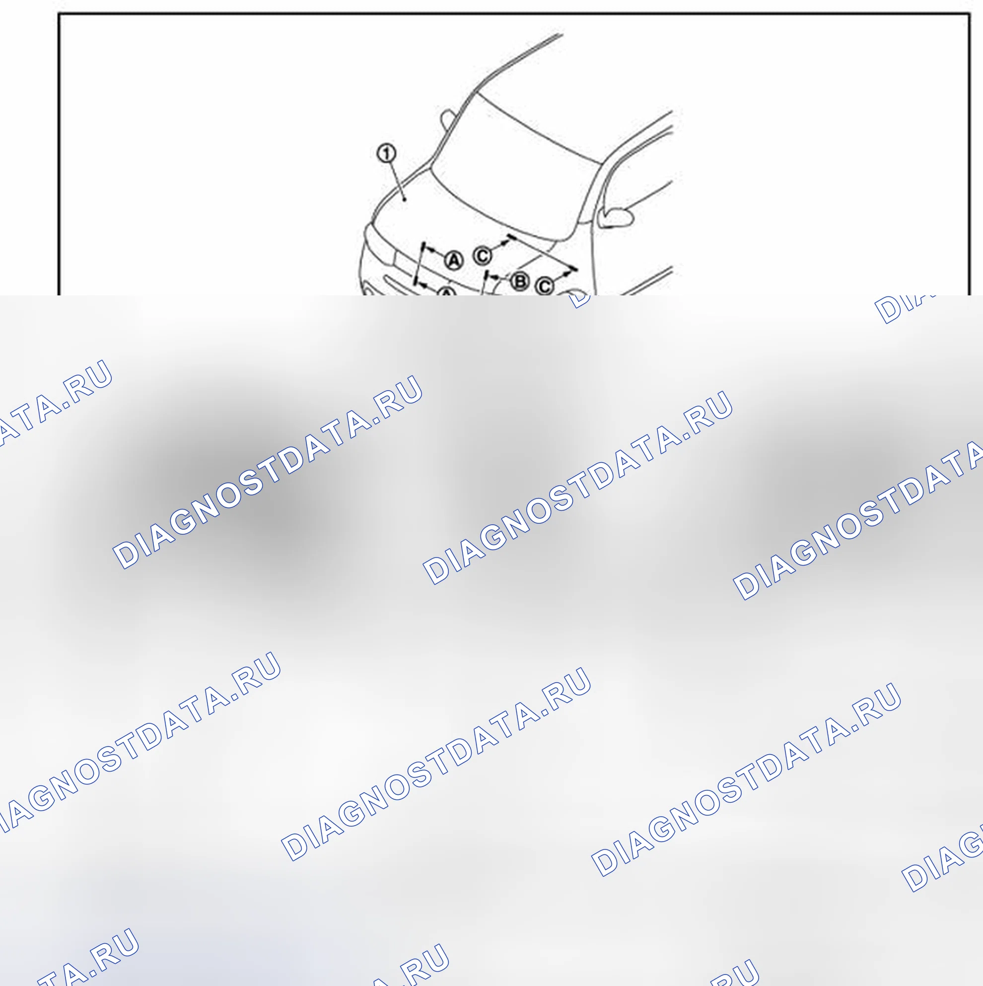 Рис. 123: УЗЕЛ КАПОТА: Регулировка. Nissan Cube III