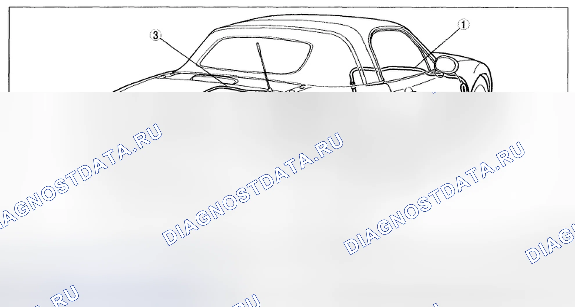 Рис. 10: РАСПОЛОЖЕНИЕ АНТЕННОГО ФИДЕРА. Mazda MX-5 NC рестайлинг
