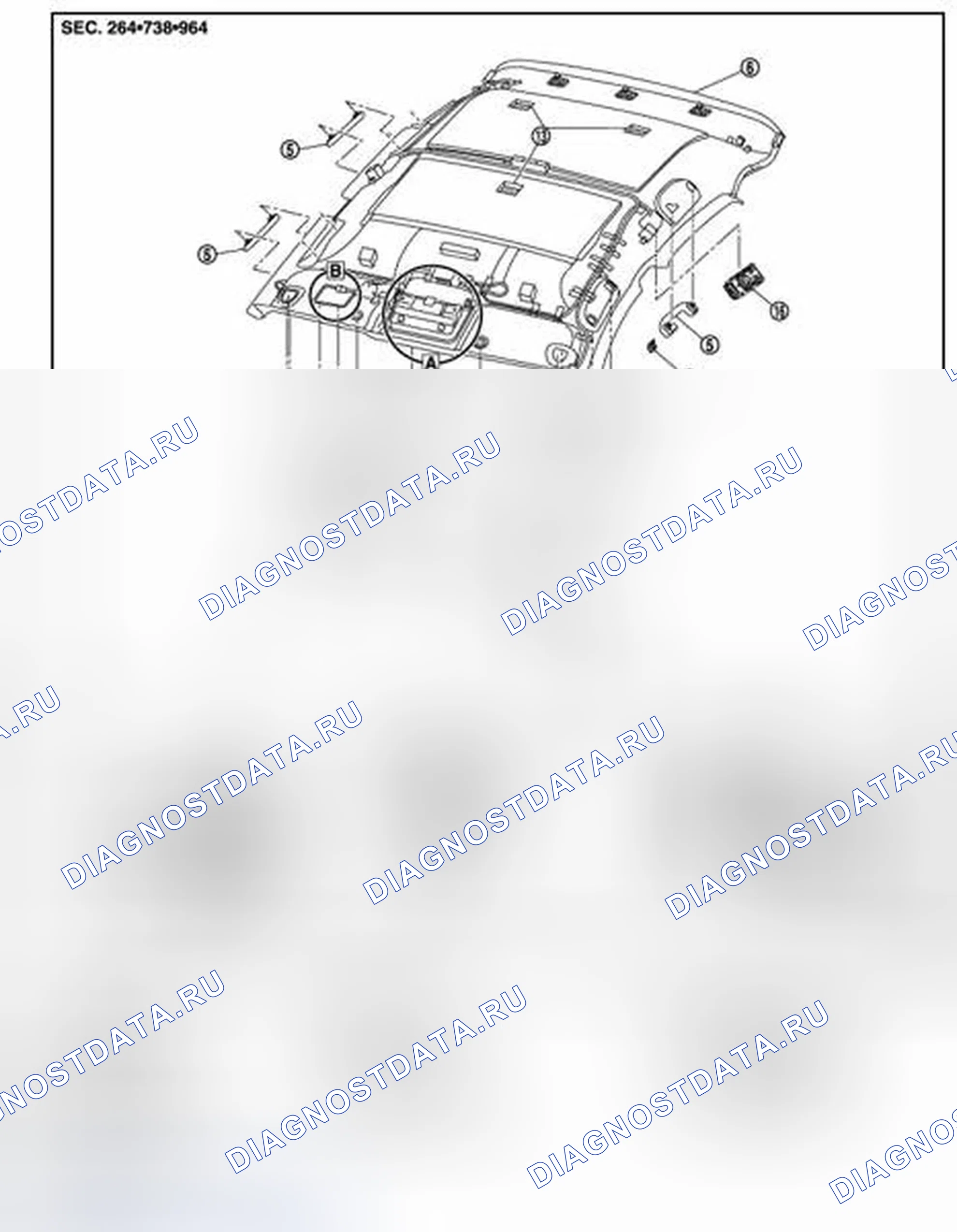 Рис. 117: НОРМАЛЬНАЯ КРЫША: Покомпонентный вид. Infiniti QX50 I