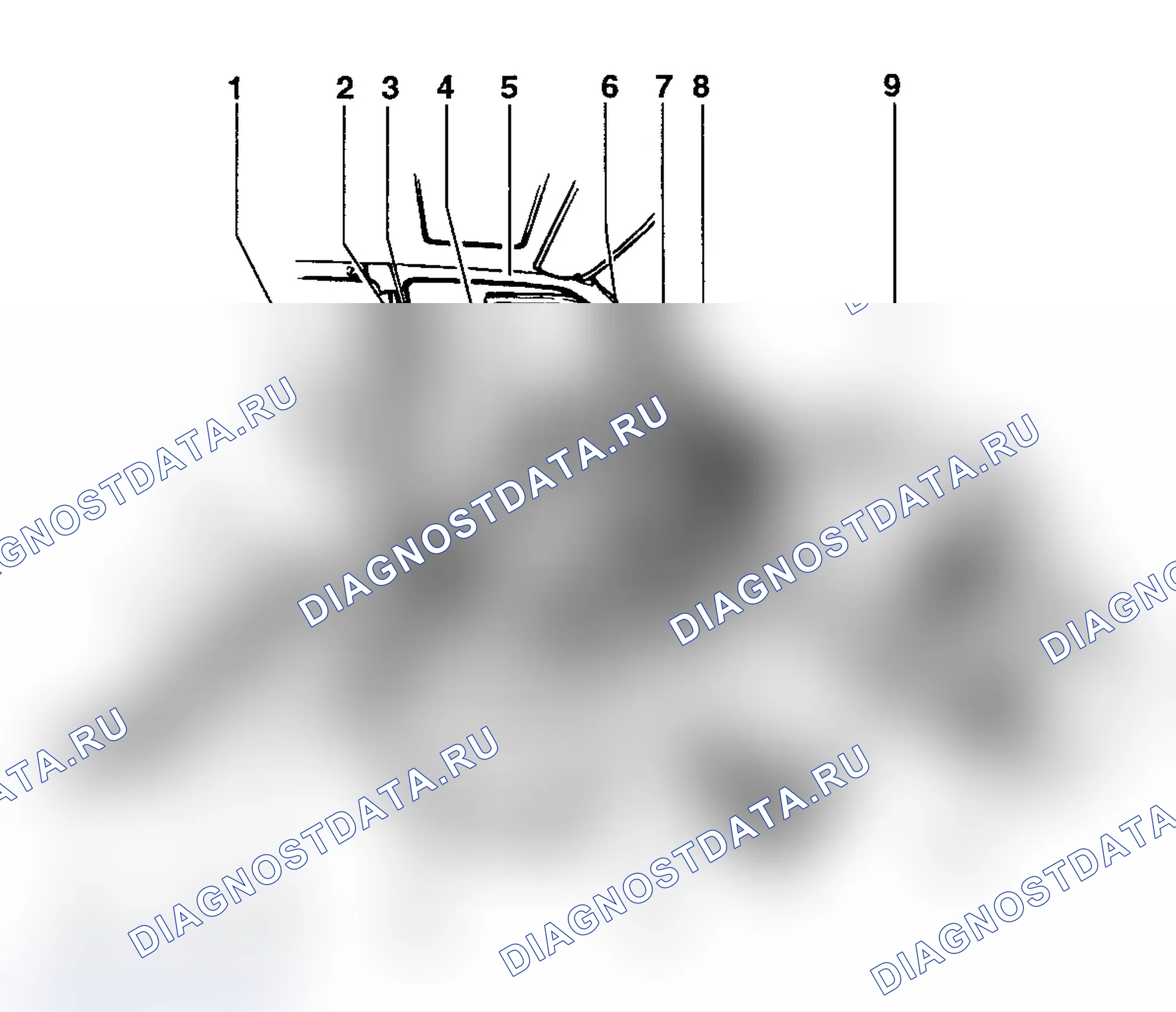 Рис. 2: Расположение компонентов автоматического плечевого ремня. Volkswagen Passat B3