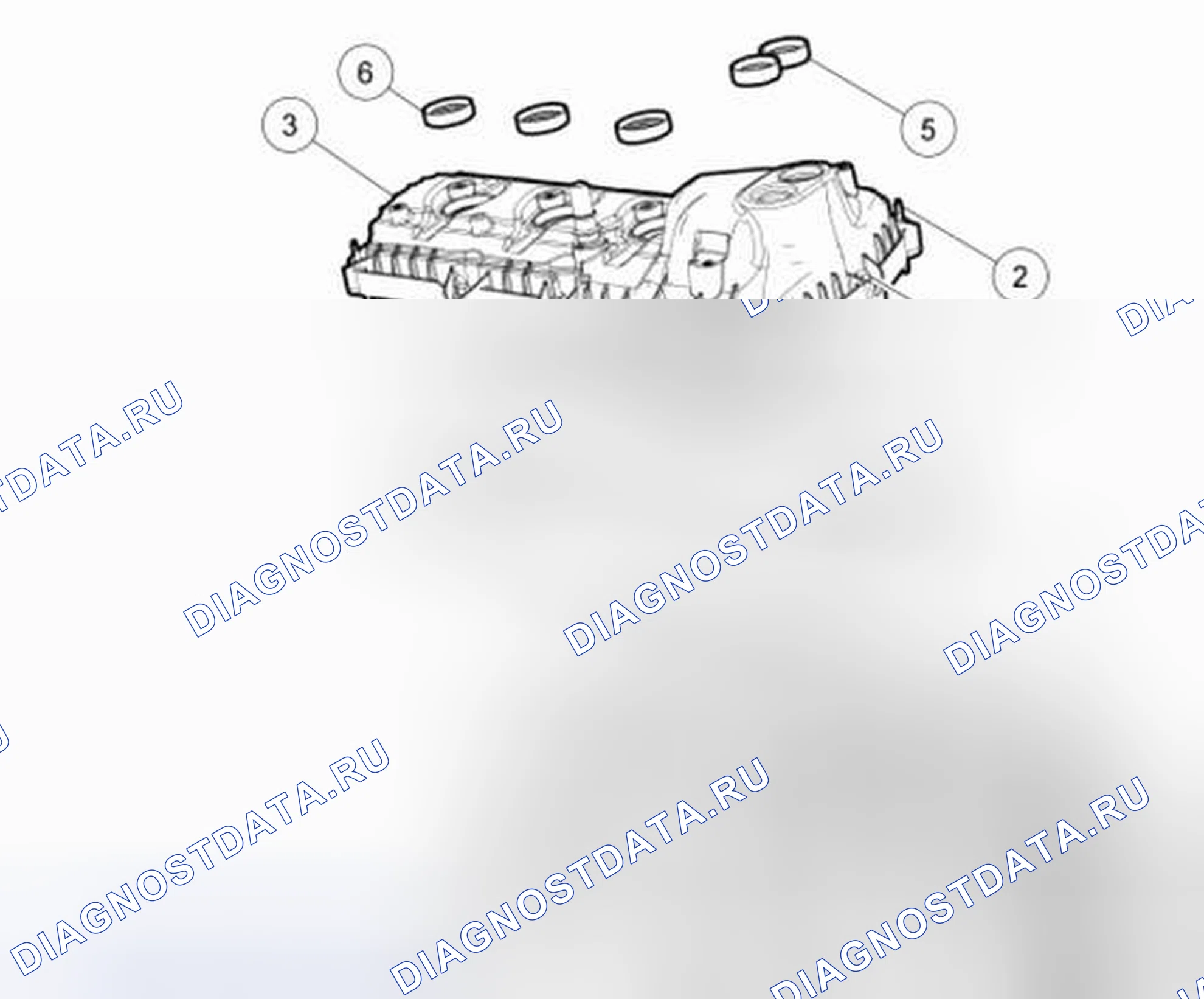 Рис. 830: Крышка клапана - правая (вид 2 из 2). Ford Pickup F250 Super Duty II