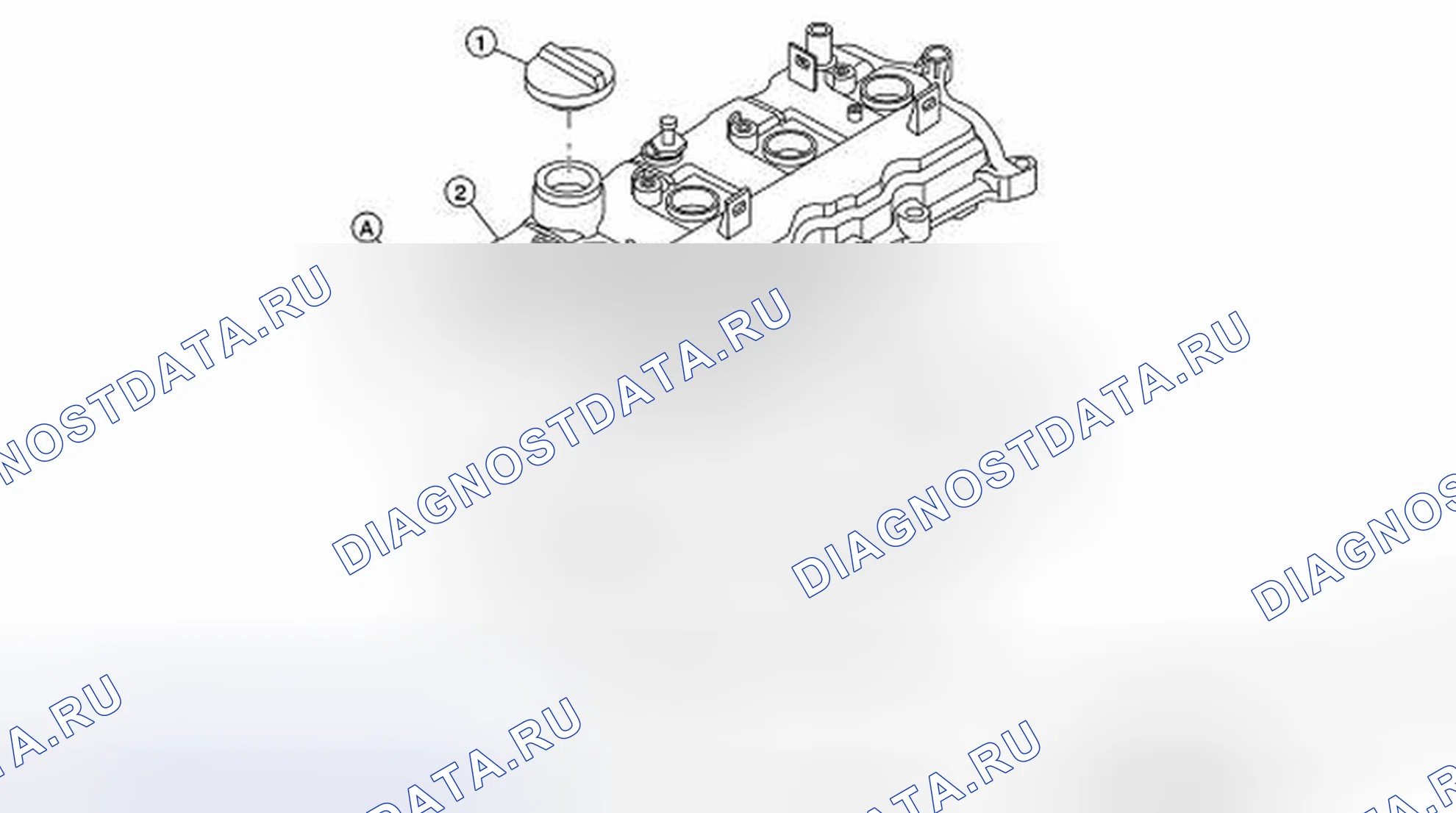 Рис. 50: Идентификация крышки коромысла и прокладки. Nissan Altima L32