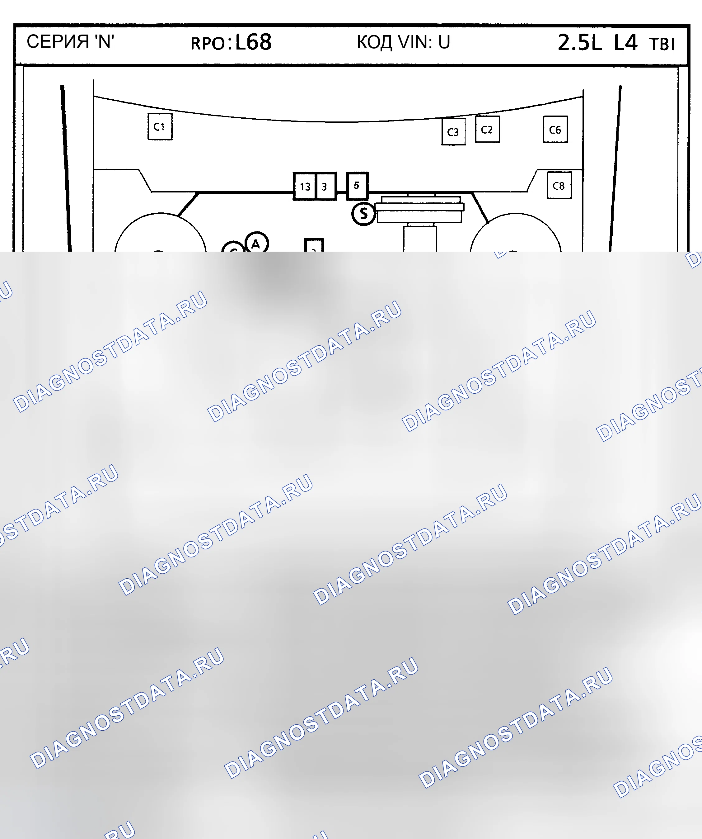 Рис. 21: РАСПОЛОЖЕНИЕ КОМПОНЕНТОВ ДВИГАТЕЛЯ. Buick Skylark VI