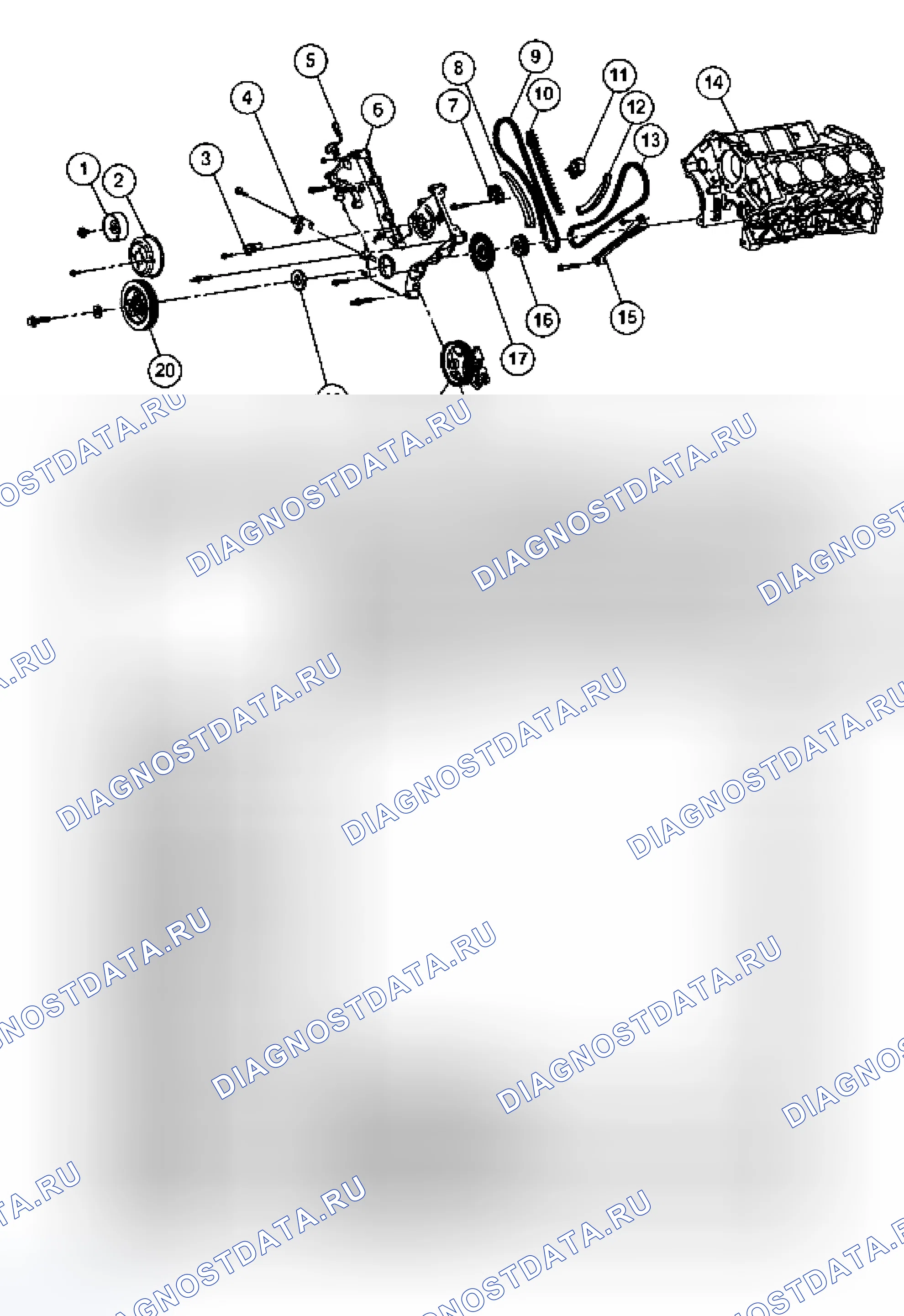 Рис. 235: Двигатель 5.4L - передняя часть. Ford Econoline E150 