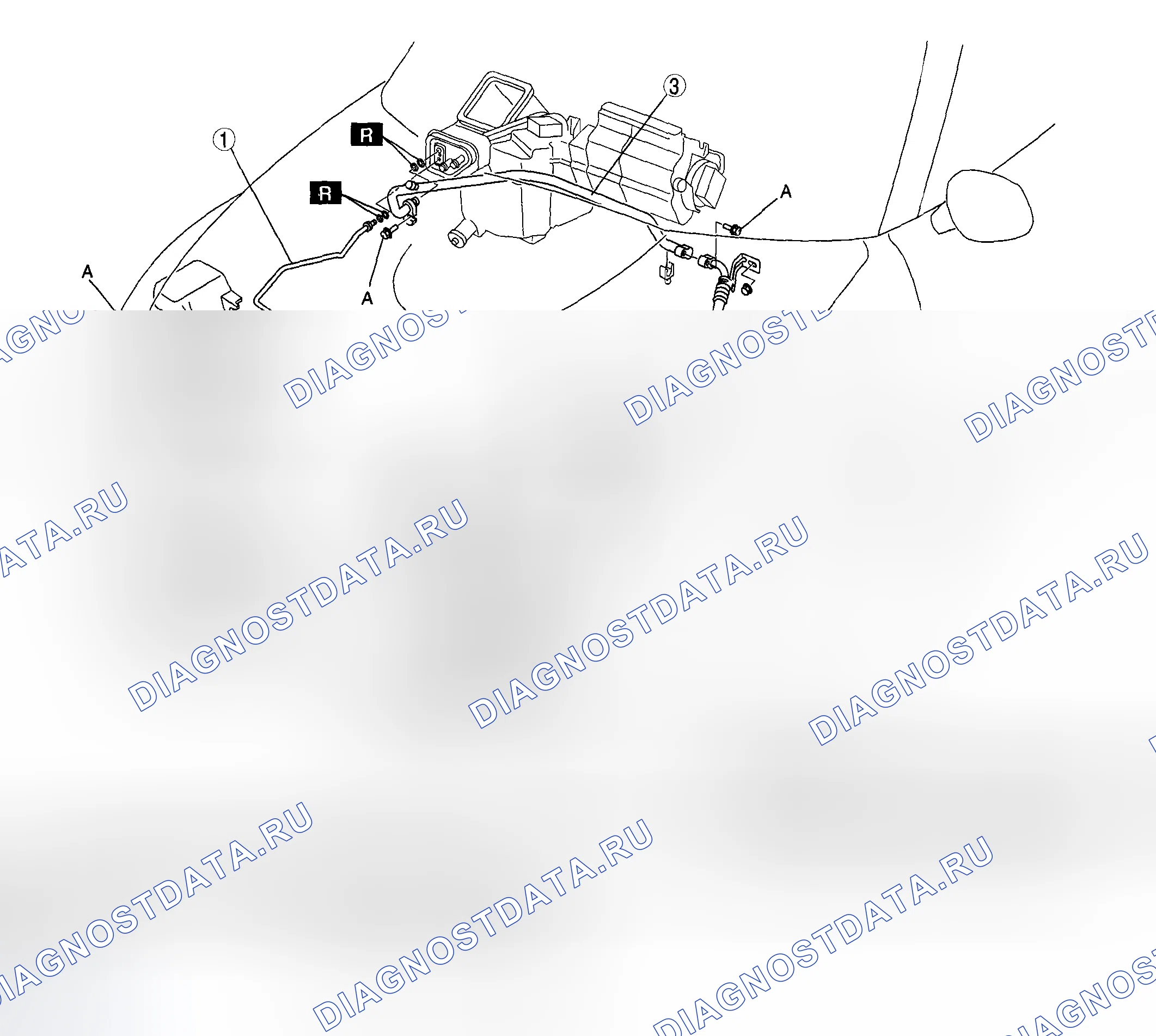 Рис. 50: ДЕМОНТАЖ / МОНТАЖ ЛИНИЙ ХЛАДАГЕНТА. Mazda MX-5 NC рестайлинг