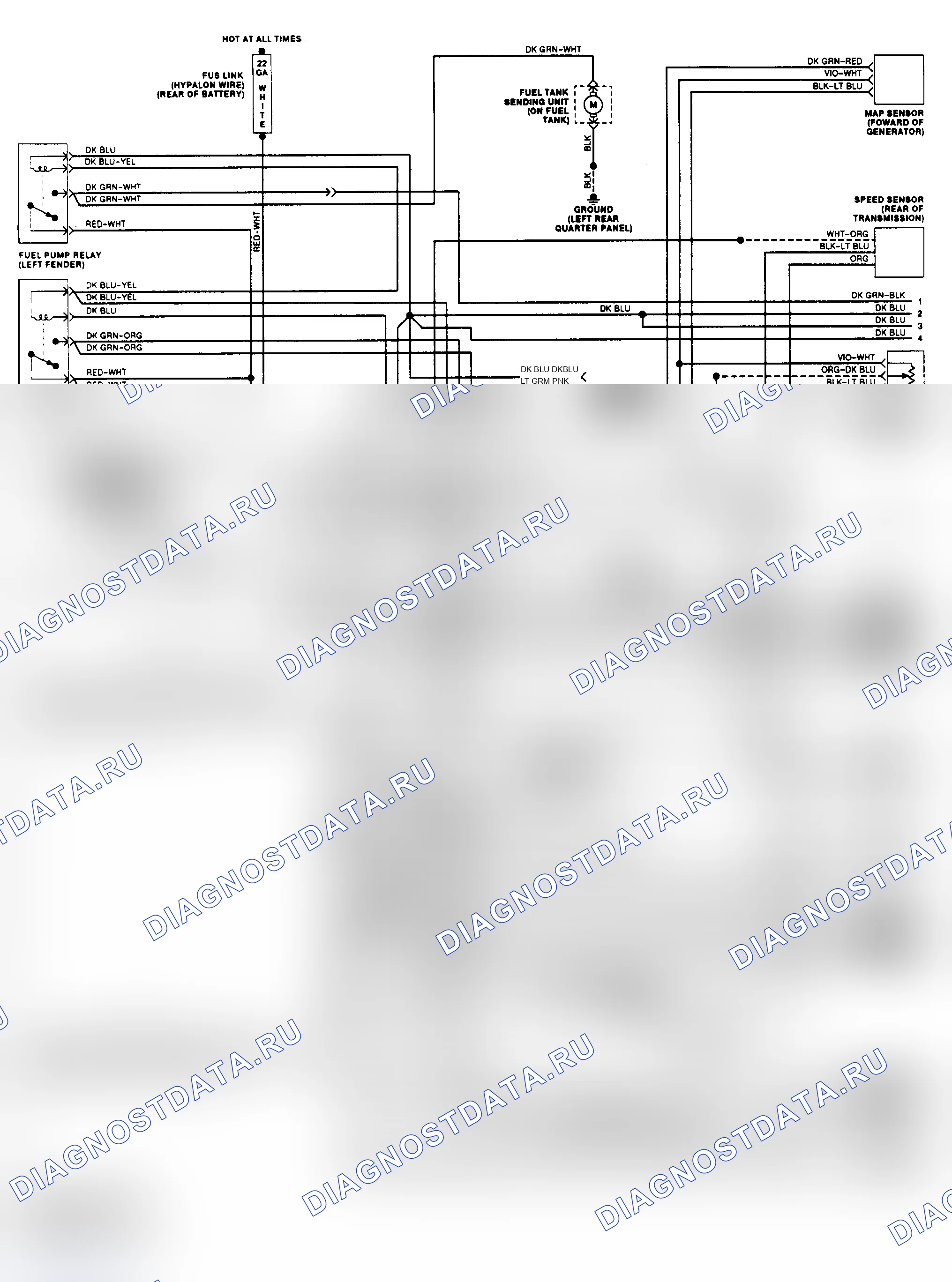 Рис. 441: электросхема (1992 Shadow и Sundance - 3,0 л PFI - 1 из 2). Dodge Dakota 