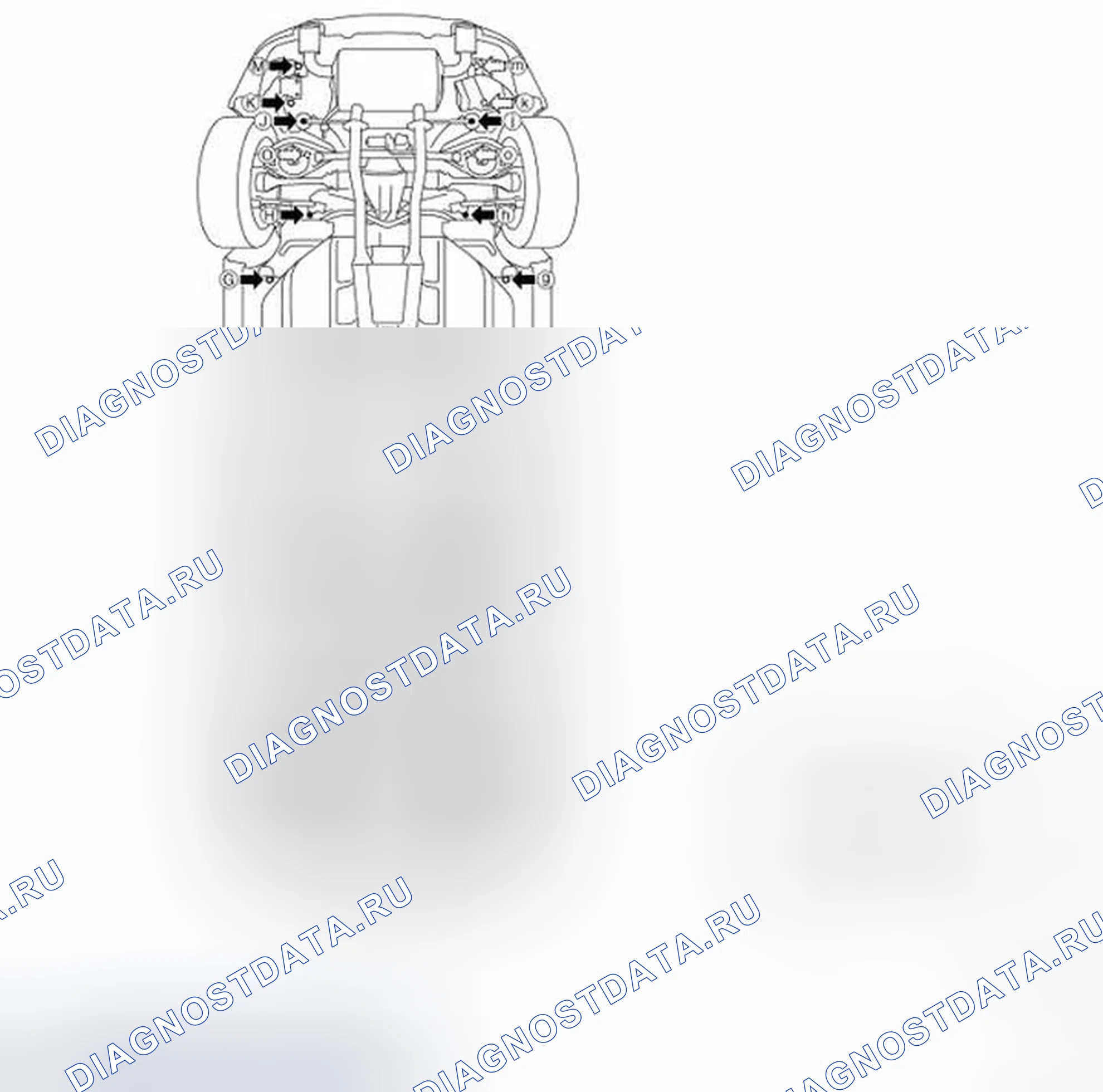 Рис. 587: Точки измерения. Infiniti G37 IV рестайлинг