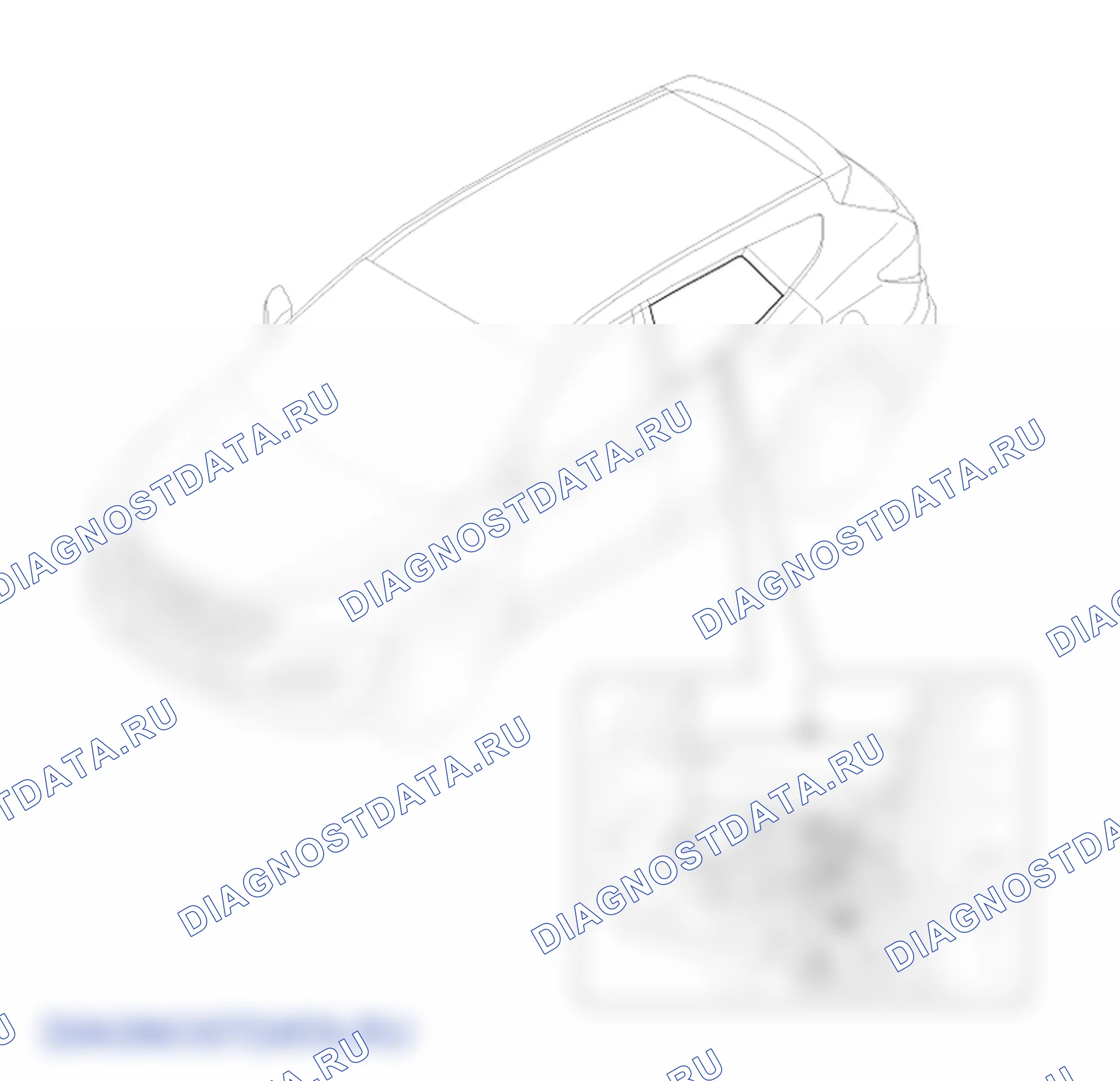 Расположение деталей оконного стекла задней двери. Hyundai Santafe Sport DMA