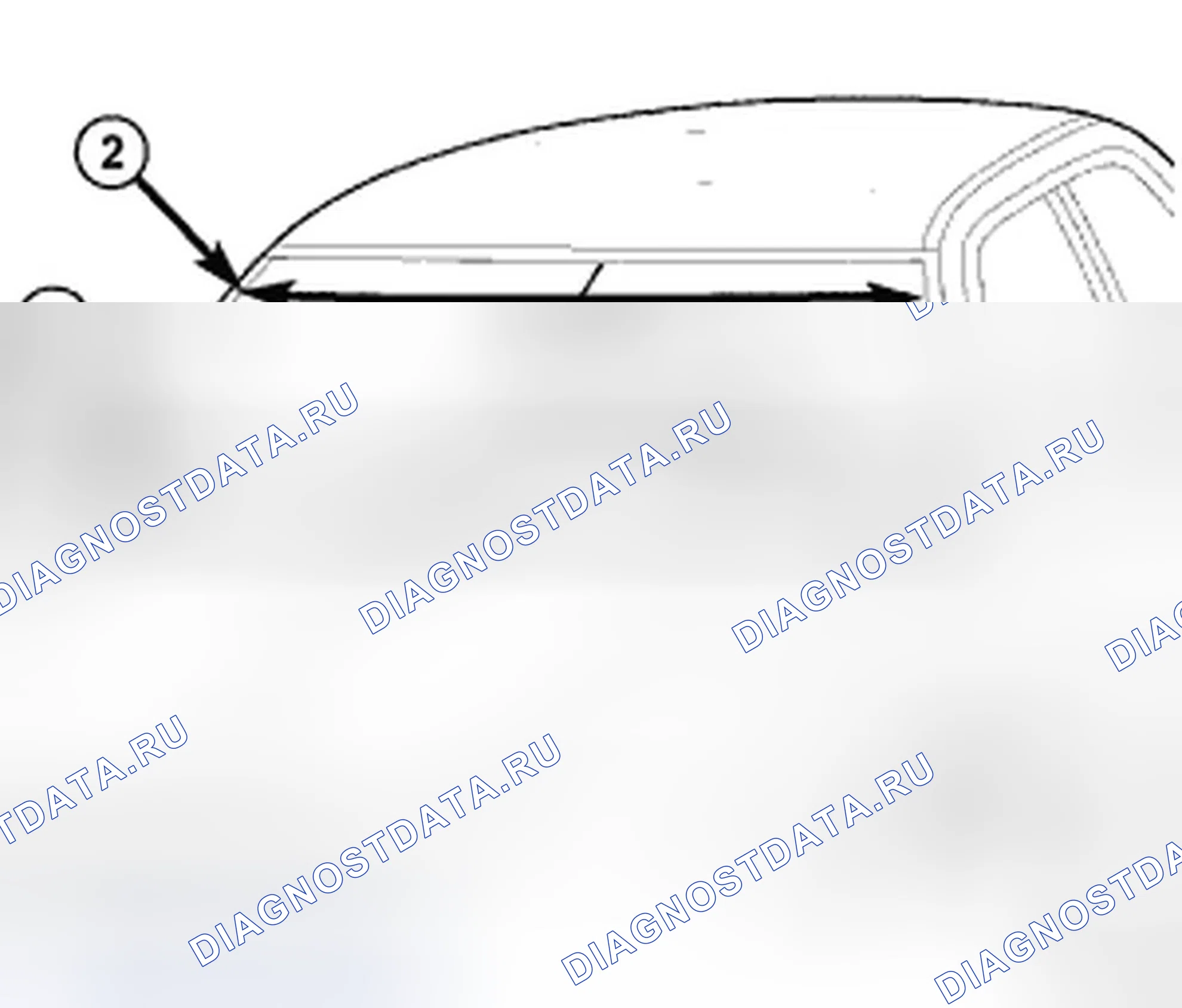 Рис. 2: РАЗМЕТКА ОСЕВОЙ ЛИНИИ НА ЛОБОВОМ СТЕКЛЕ. Dodge Magnum I рестайлинг