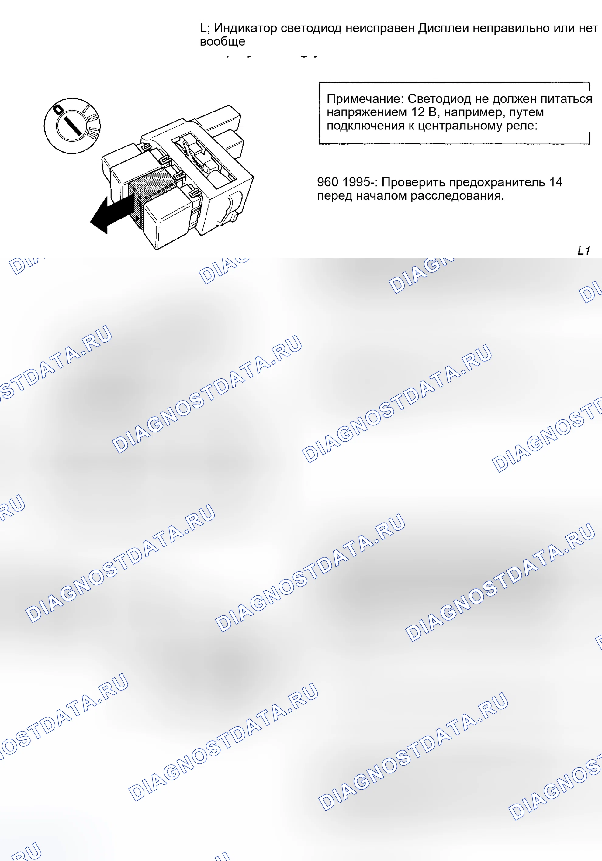Рис. 56: L. СВЕТОДИОД ИНДИКАТОРА НЕИСПРАВЕН. Volvo 940 I