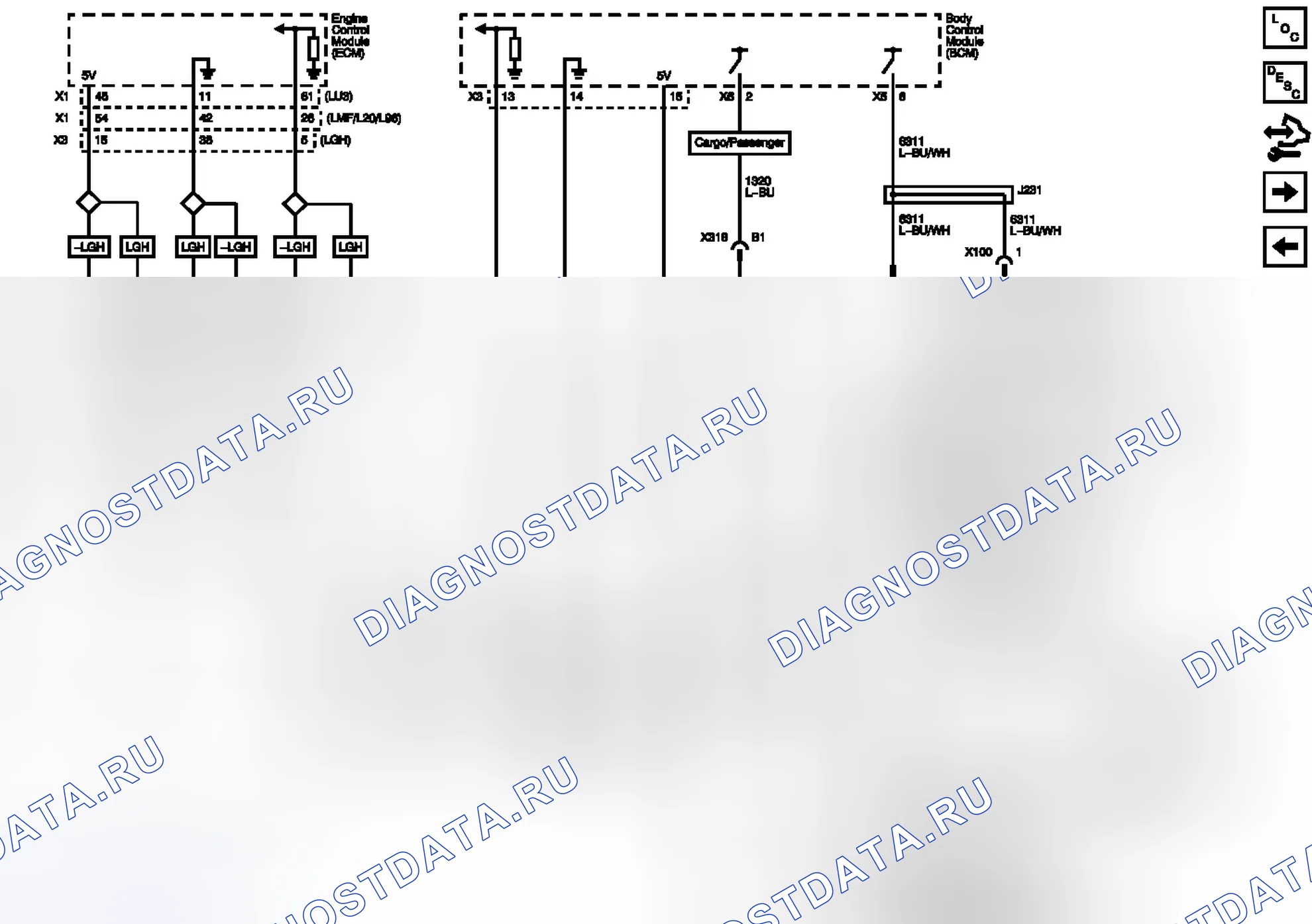 Рис. 7: Управление стоп-сигналом и CHMSL. GMC Cutaway G3500 