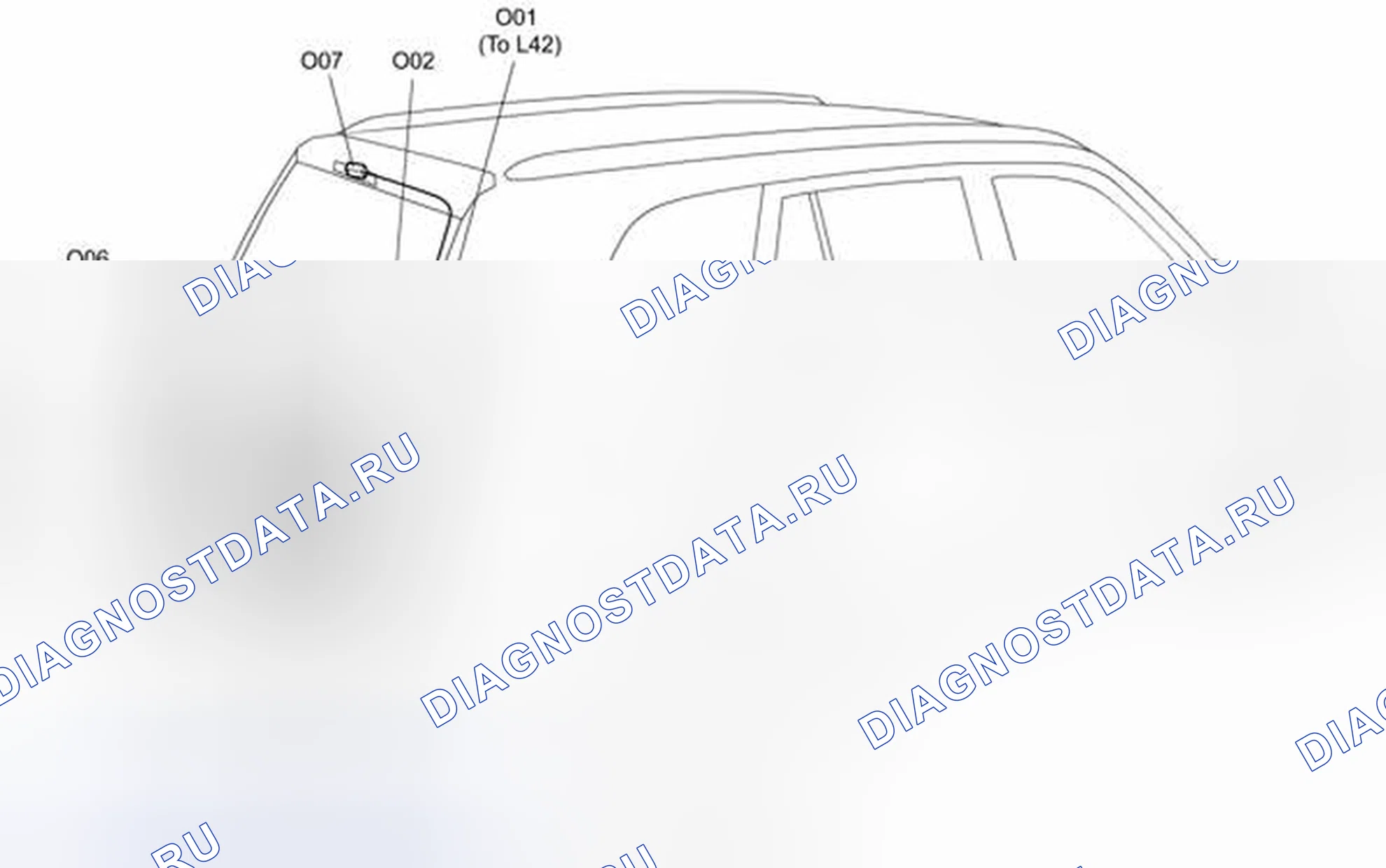 Рис. 25: O: Задний дверной жгут (без запасного колеса). Suzuki Grand Vitara II рестайлинг 2