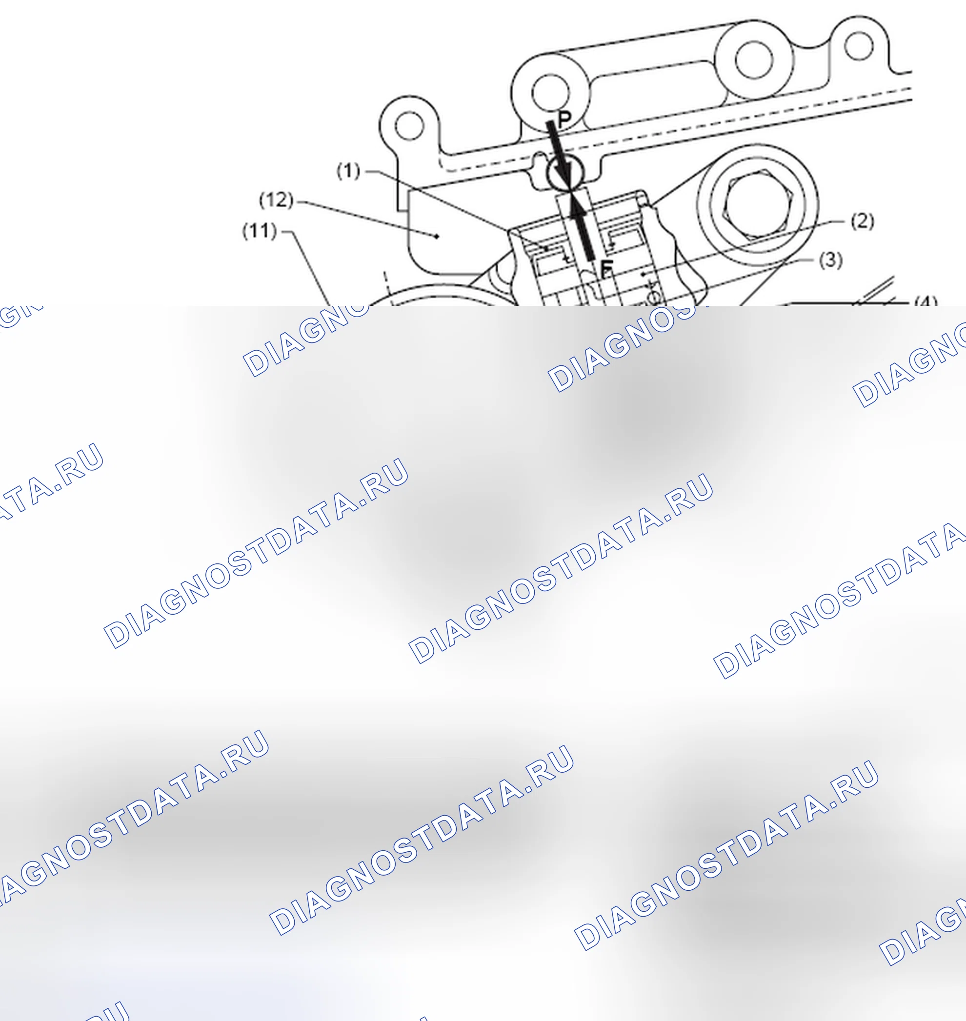 Рис. 813: Автоматический регулятор натяжения ремня. Subaru Legacy BM/BR