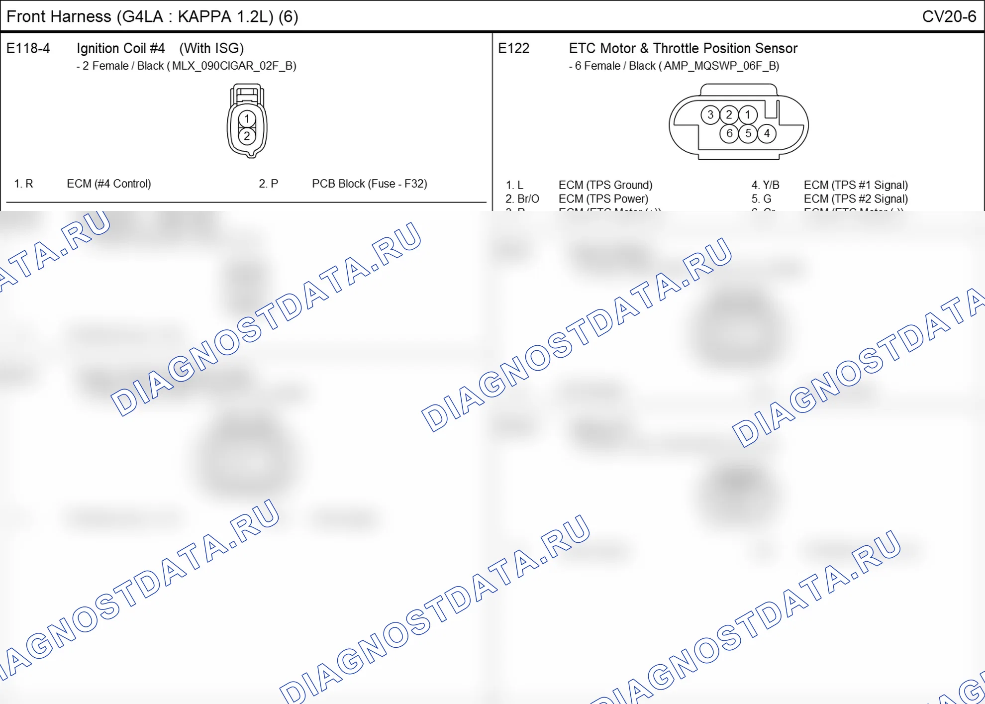 Распиновка разъёма E118-4 — front harness. Hyundai i20 GB