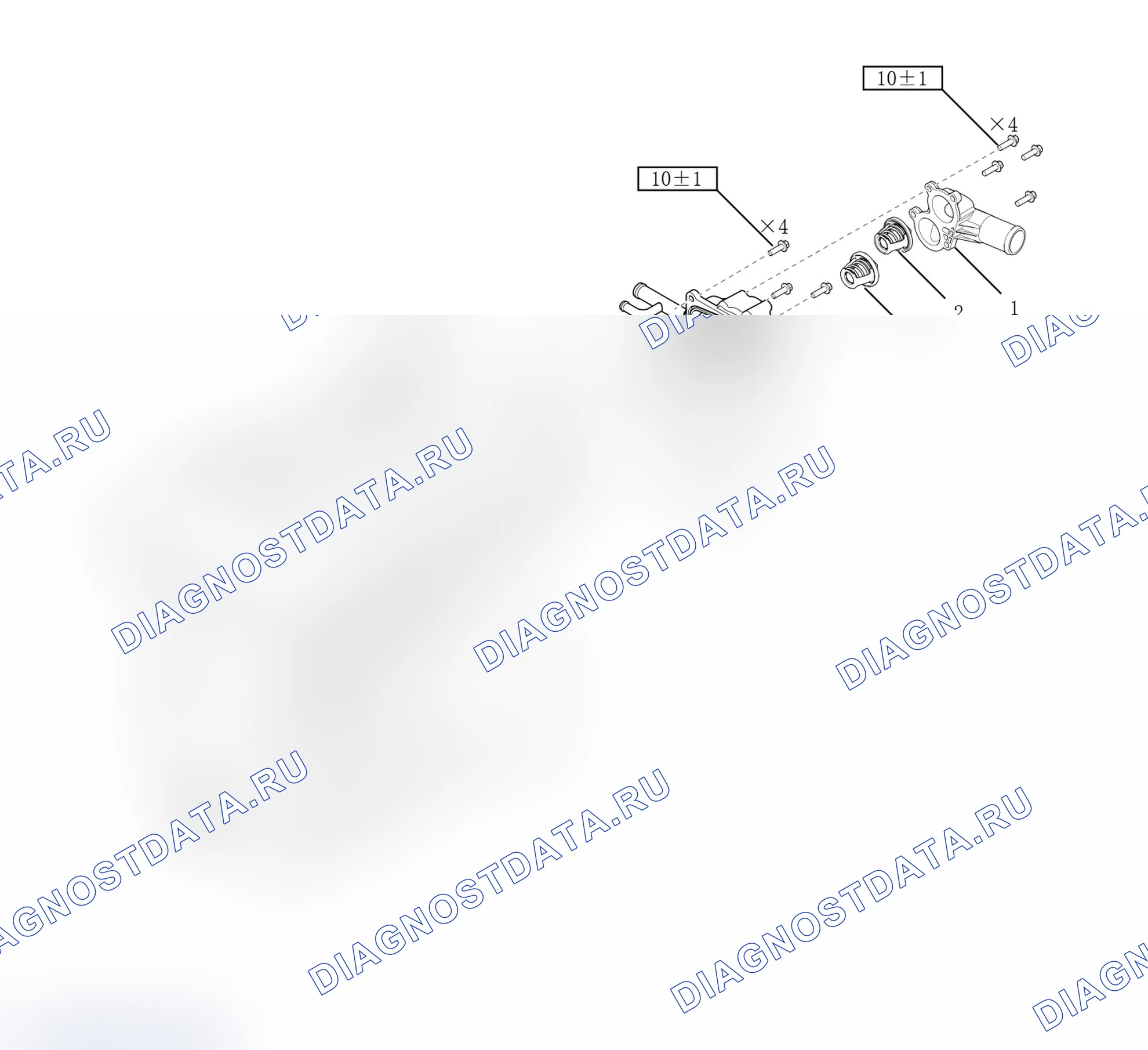 Схема расположения термостата — Haval Dargo. Haval Dargo I
