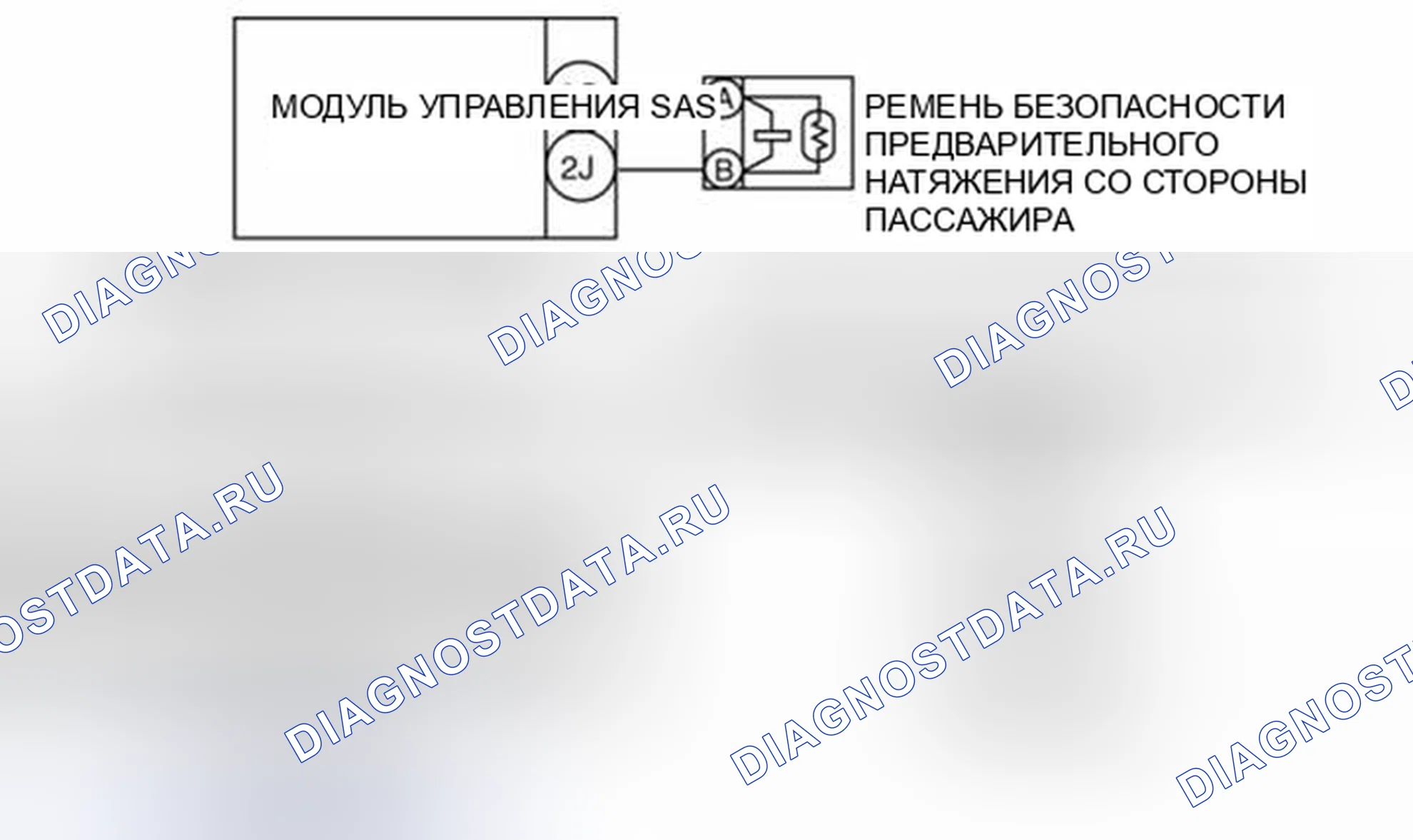 Рис. 13: Схема подключения системы ремней безопасности и модуля управления SAS со стороны пассажира. Mazda 3 BL рестайлинг
