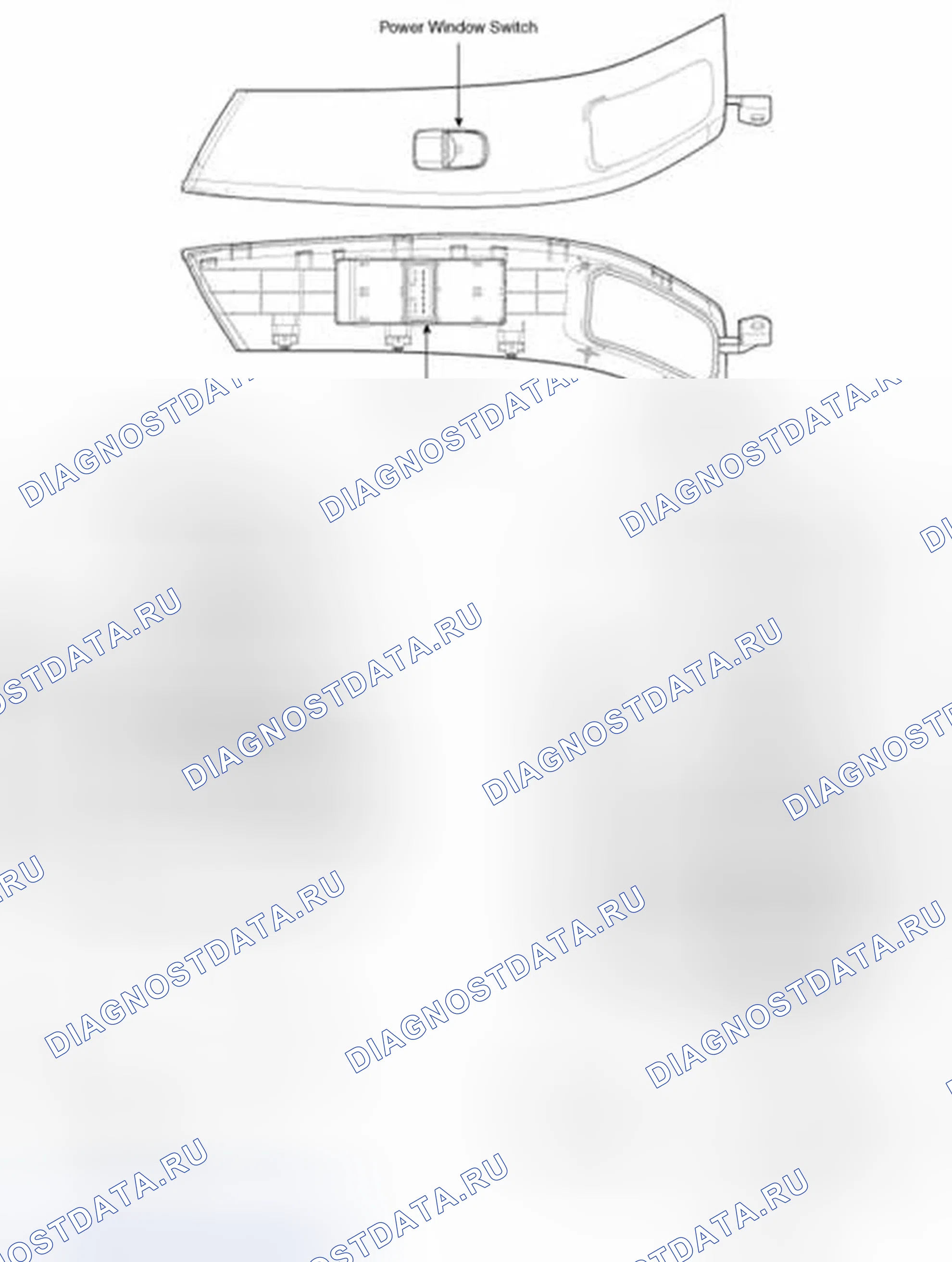 Рис. 9: Переключатель стеклоподъемника для пассажиров. Hyundai Elantra V