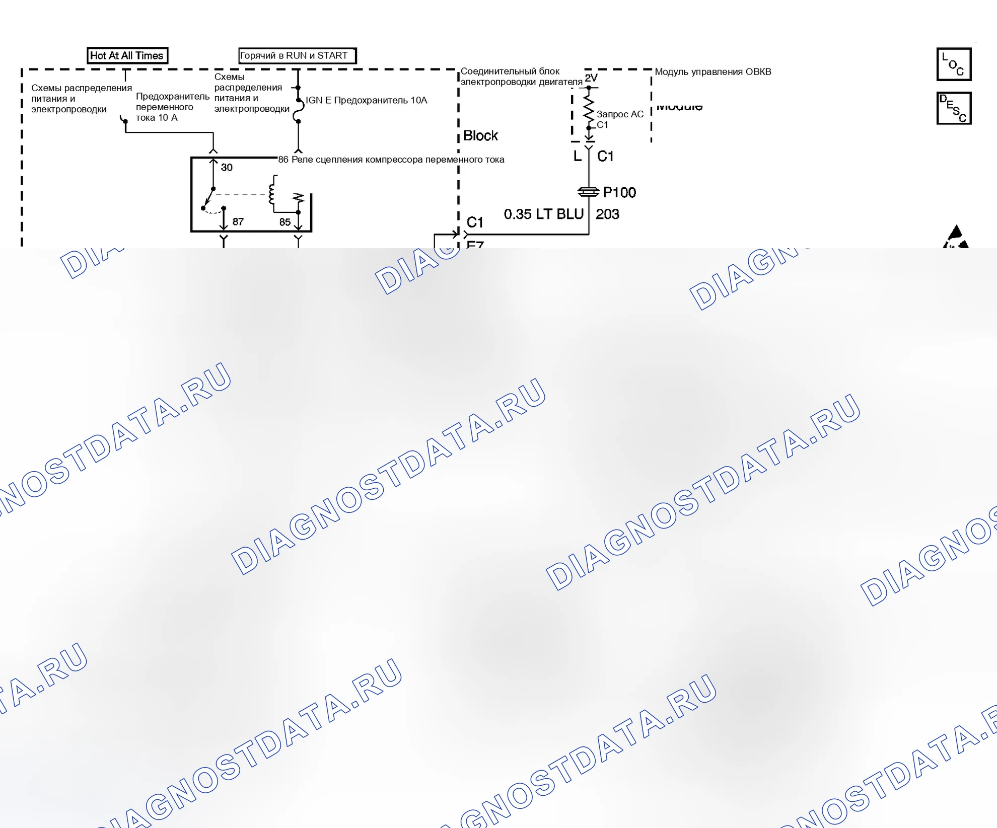 Рис. 24: Схема управления компрессором ОВКВ. GMC Yukon Denali 