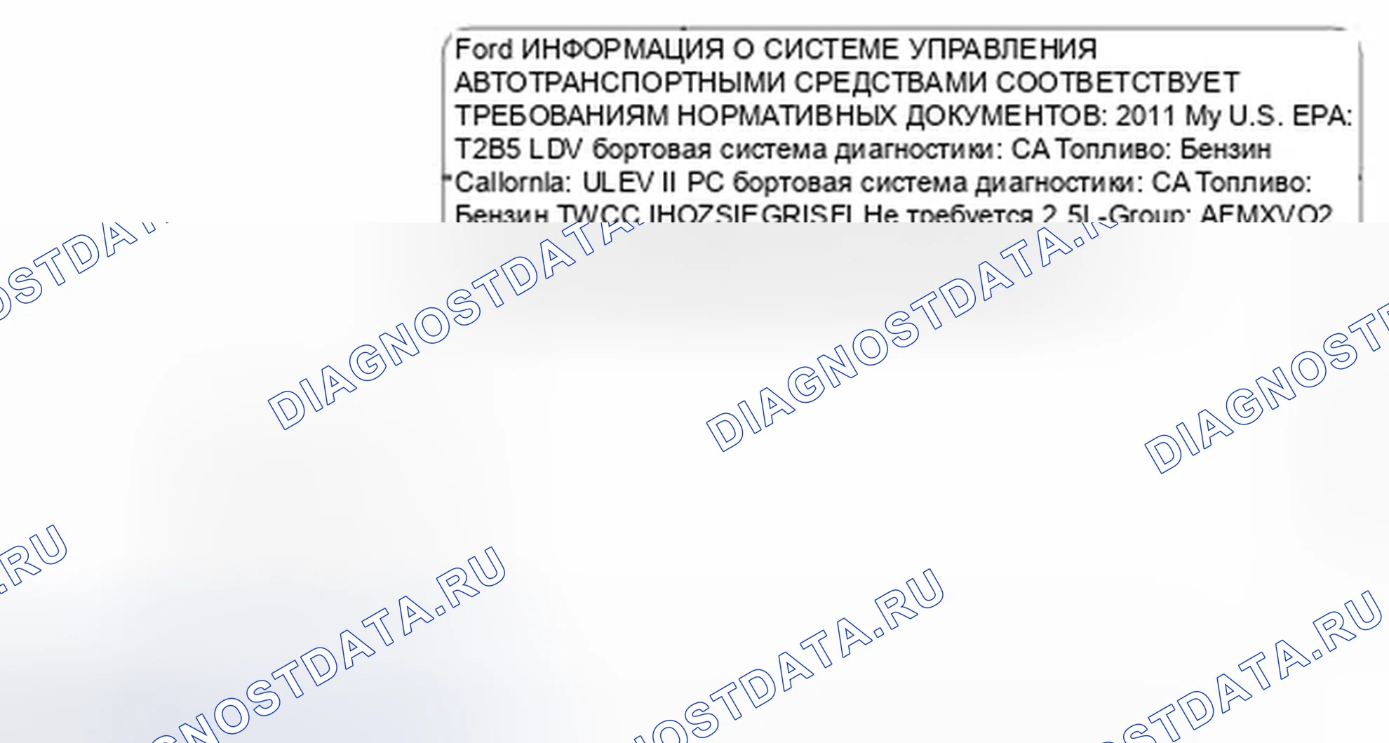 Рис. 19: Типовая декаль VECI. Ford Mustang V рестайлинг
