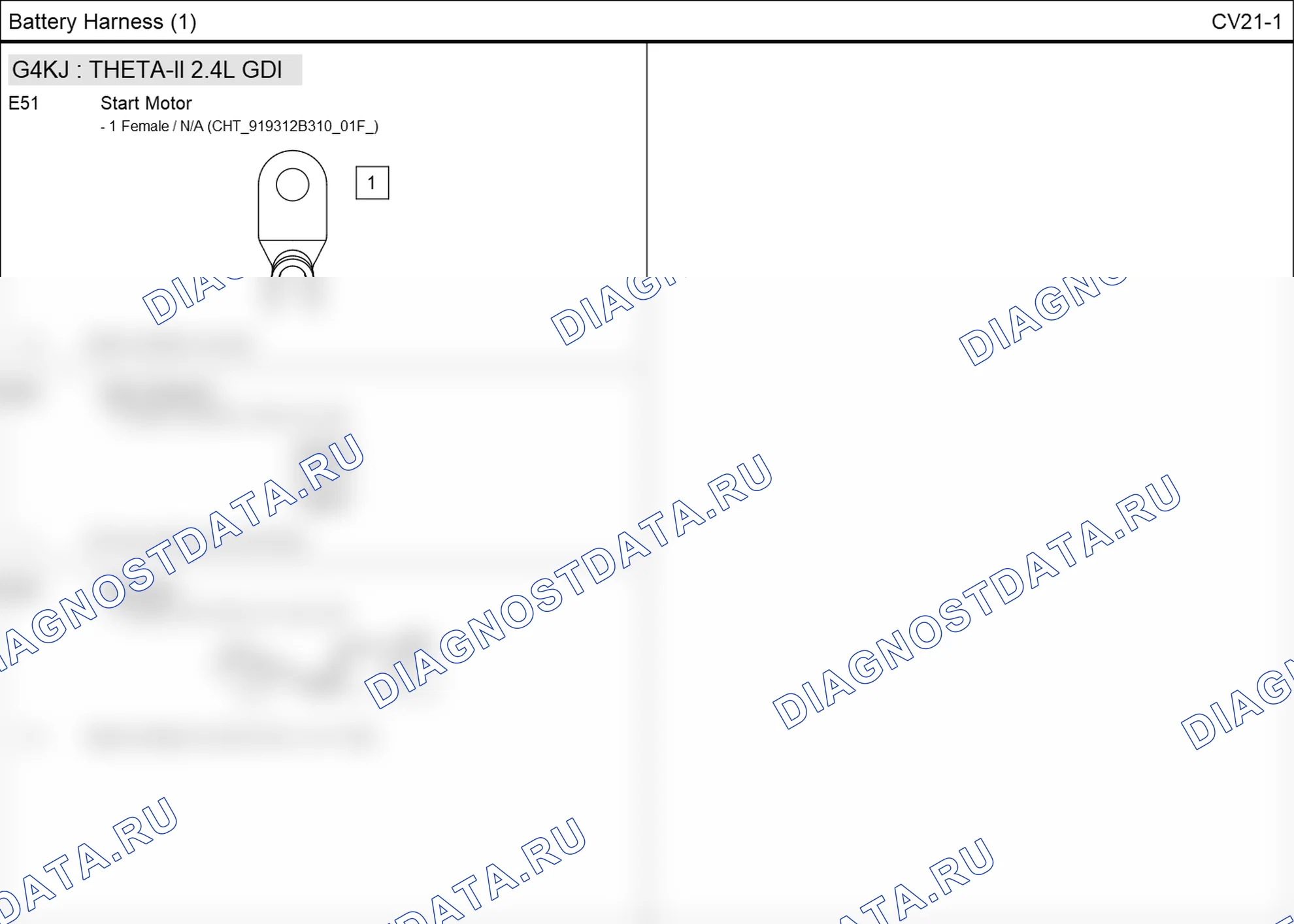 Распиновка разъёма CV21-1 — battery harness. Hyundai Santafe Sport DMA