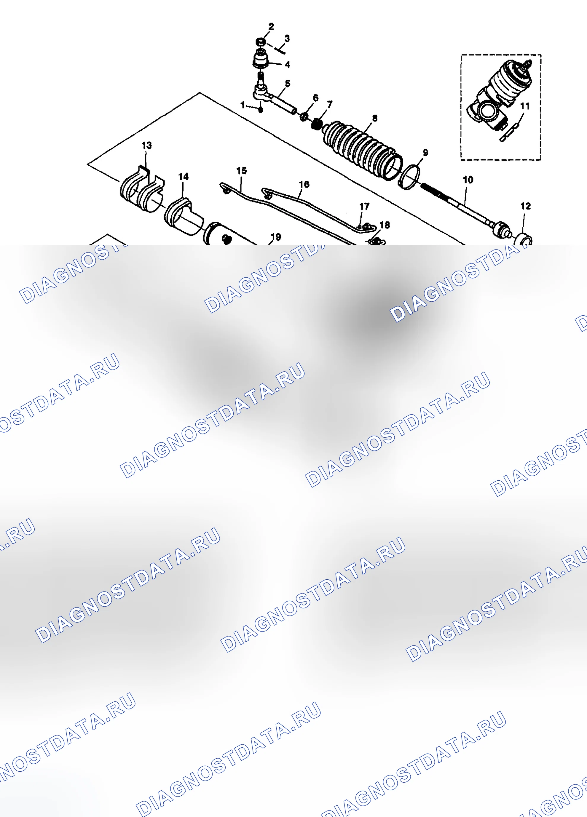 Рис. 2: Разборный вид рулевого механизма с усилителем (Magnasteer). Buick Century VI