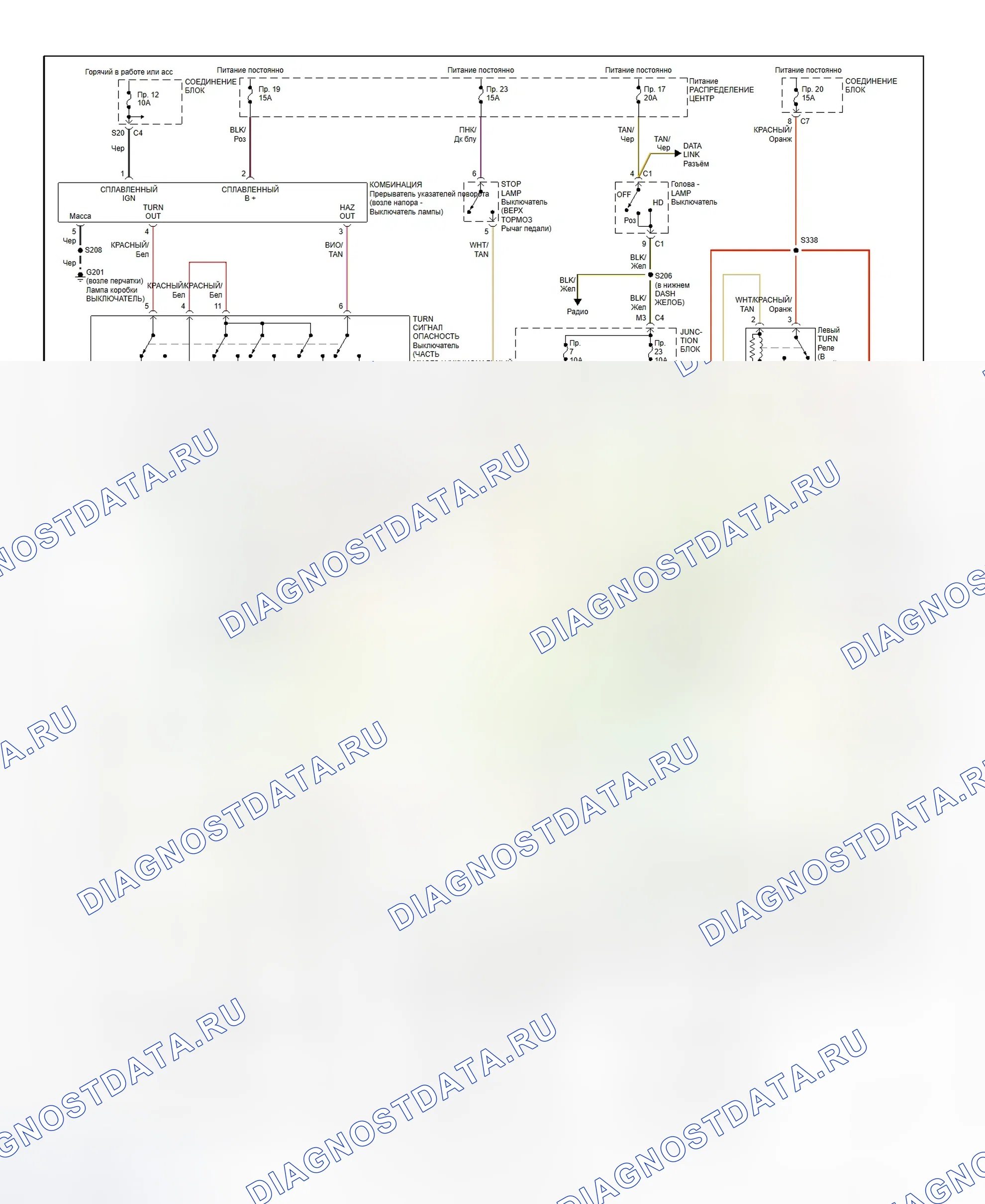 Exterior Lamps & Trailer connector Circuit. Jeep Cherokee II рестайлинг