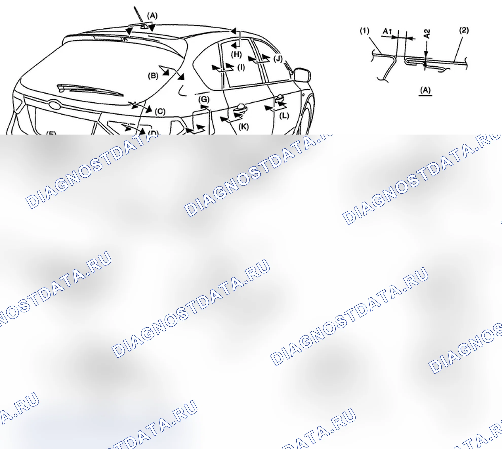 Рис. 73: ЗАДНЯЯ ЧАСТЬ (МОДЕЛЬ С 5 ДВЕРЯМИ). Subaru Impreza WRX STI GR