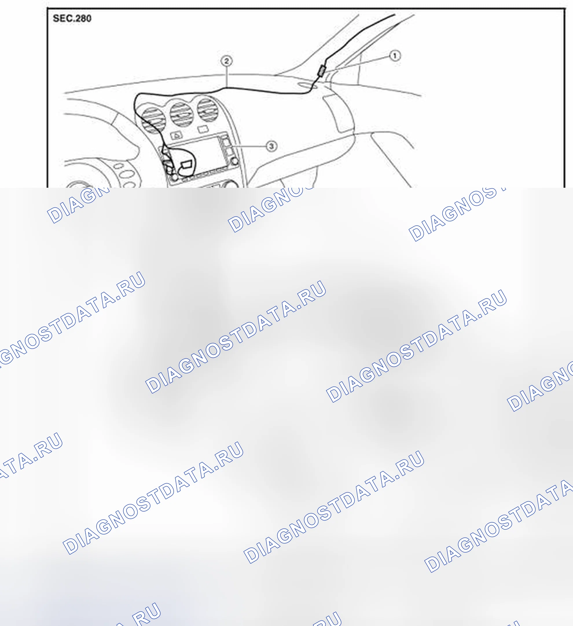 Рис. 314: Расположение антенны. Nissan Altima L32 рестайлинг