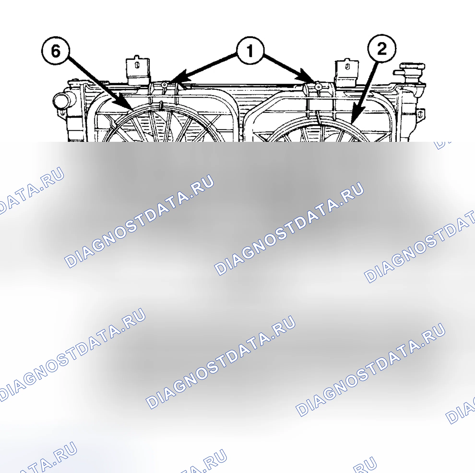 Рис. 1: ОПИСАНИЕ вентилятора охлаждения двигателя. Dodge Grand Caravan IV