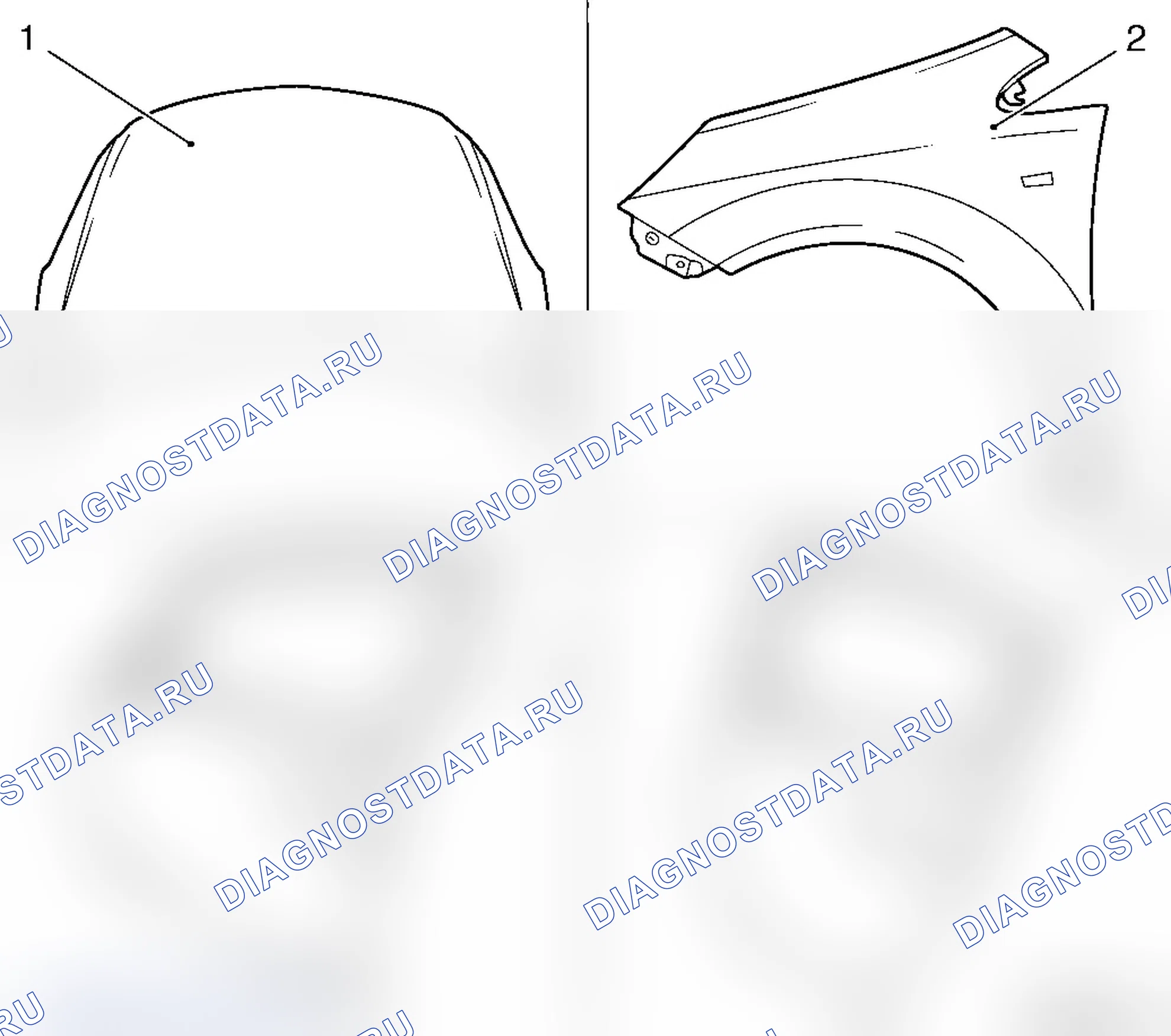 Участки наружного лакокрасочного покрытия (модель L 68). Opel Corsa D