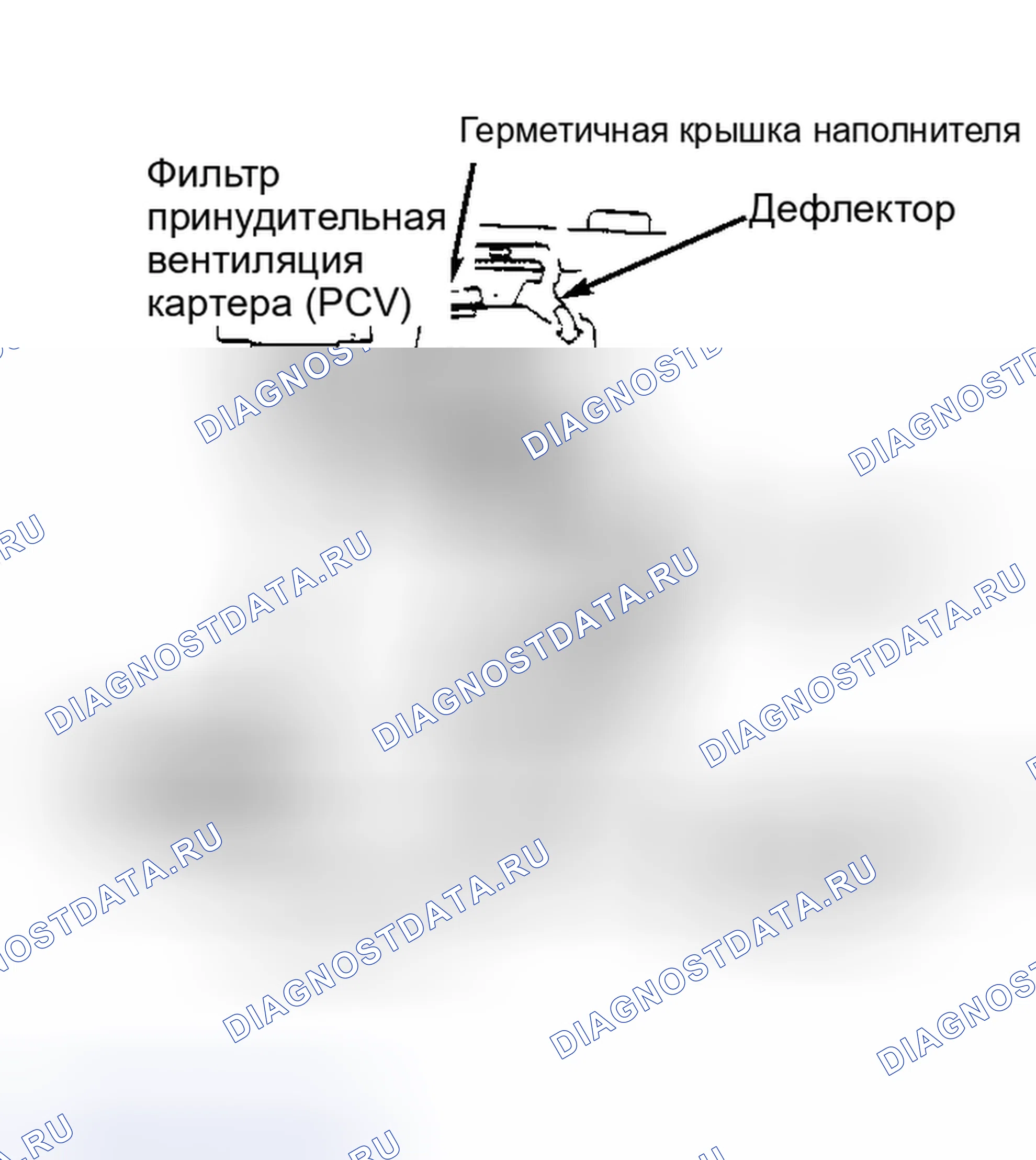 Рис. 2: Система вентиляции картера (бензиновый пикап) Обратить внимание на направление потока.. Nissan Sentra B11