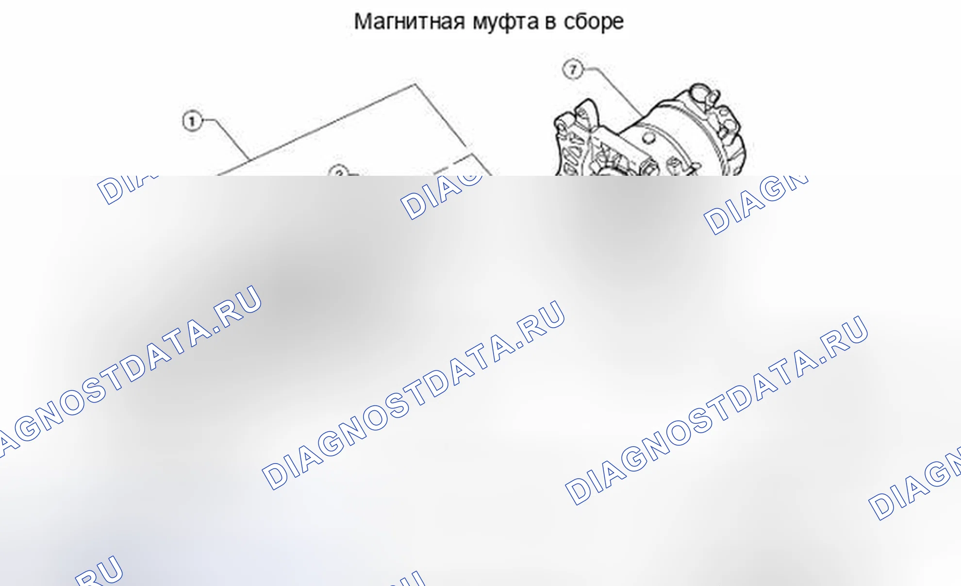 Рис. 195: Идентификация компонентов магнитного сцепления в сборе со спецификацией крутящего момента. Nissan Pathfinder III
