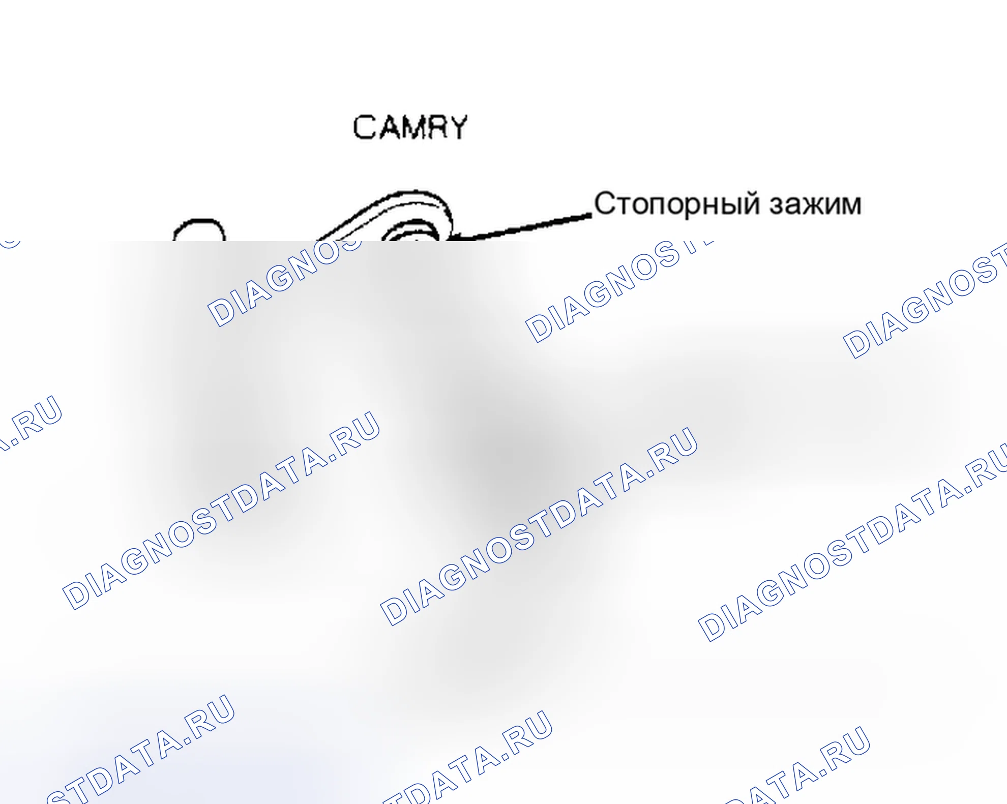 Рис. 4: Крепление кабеля двери воздух-Mix. Toyota Camry V10