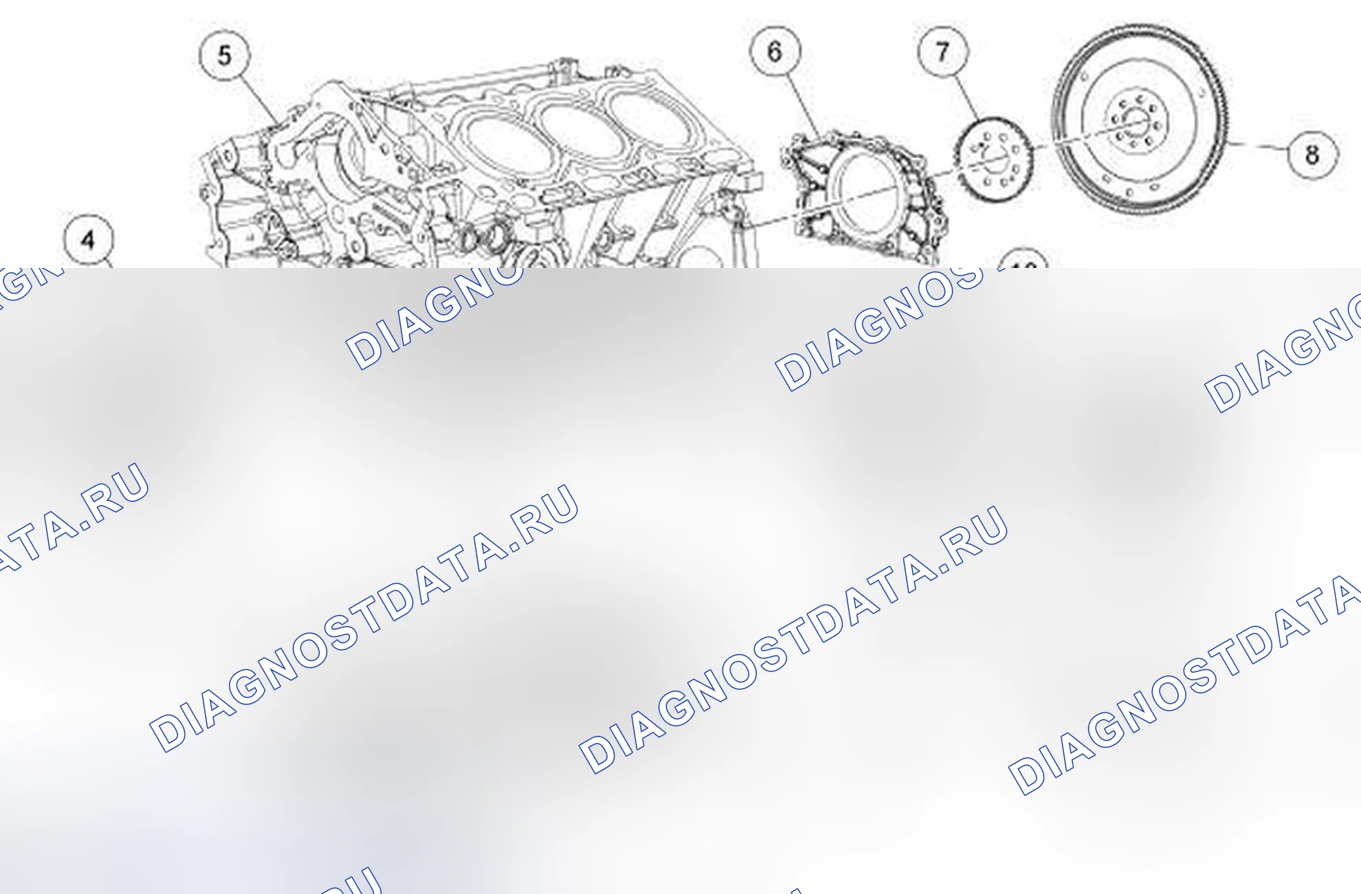 Рис. 624: Нижний блок двигателя (вид 1). Hyundai Kona I рестайлинг