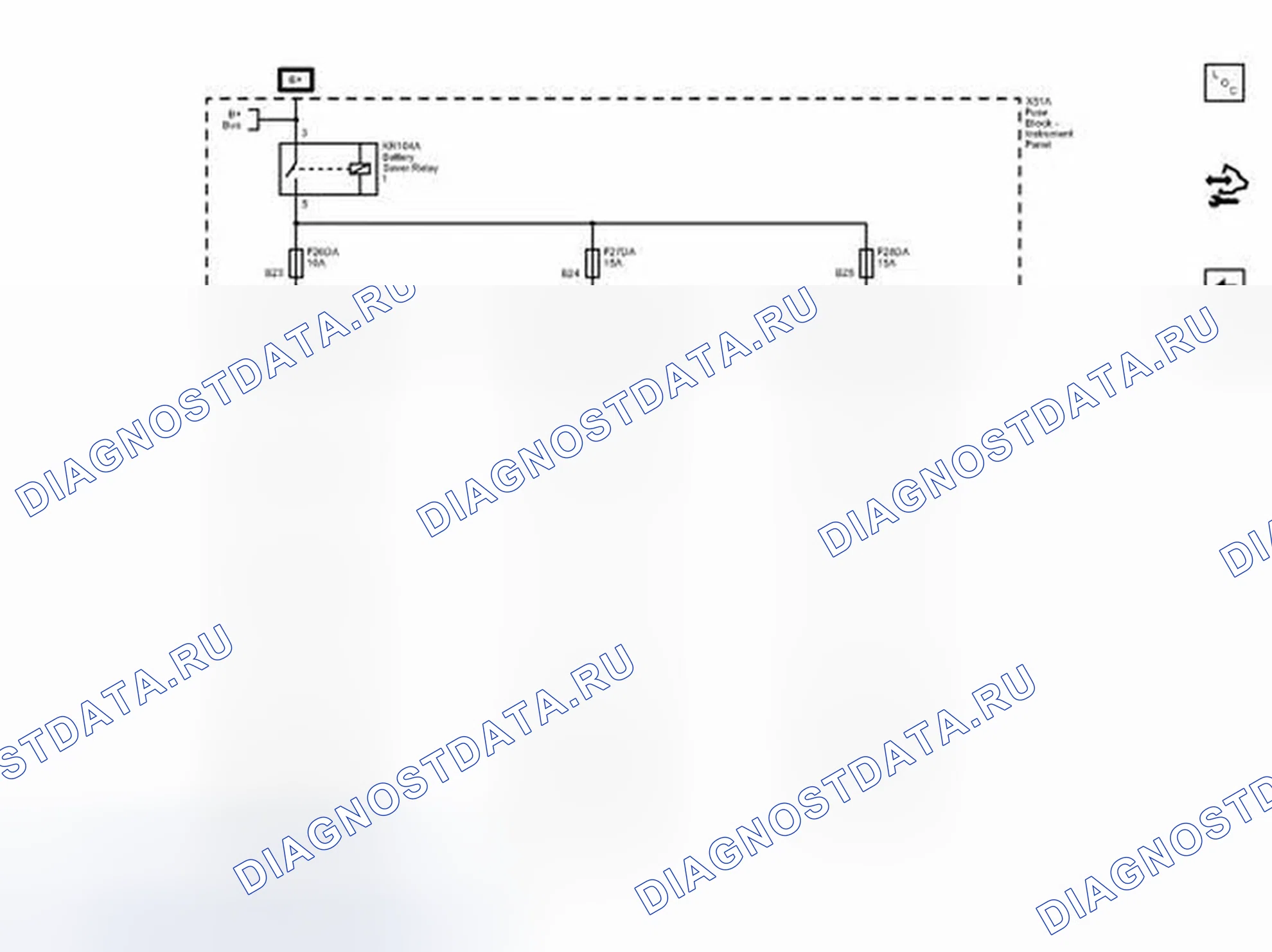 Рис. 72: Схемы подключения предохранителей F26DA, F27DA и F28DA. Chevrolet Spark M300