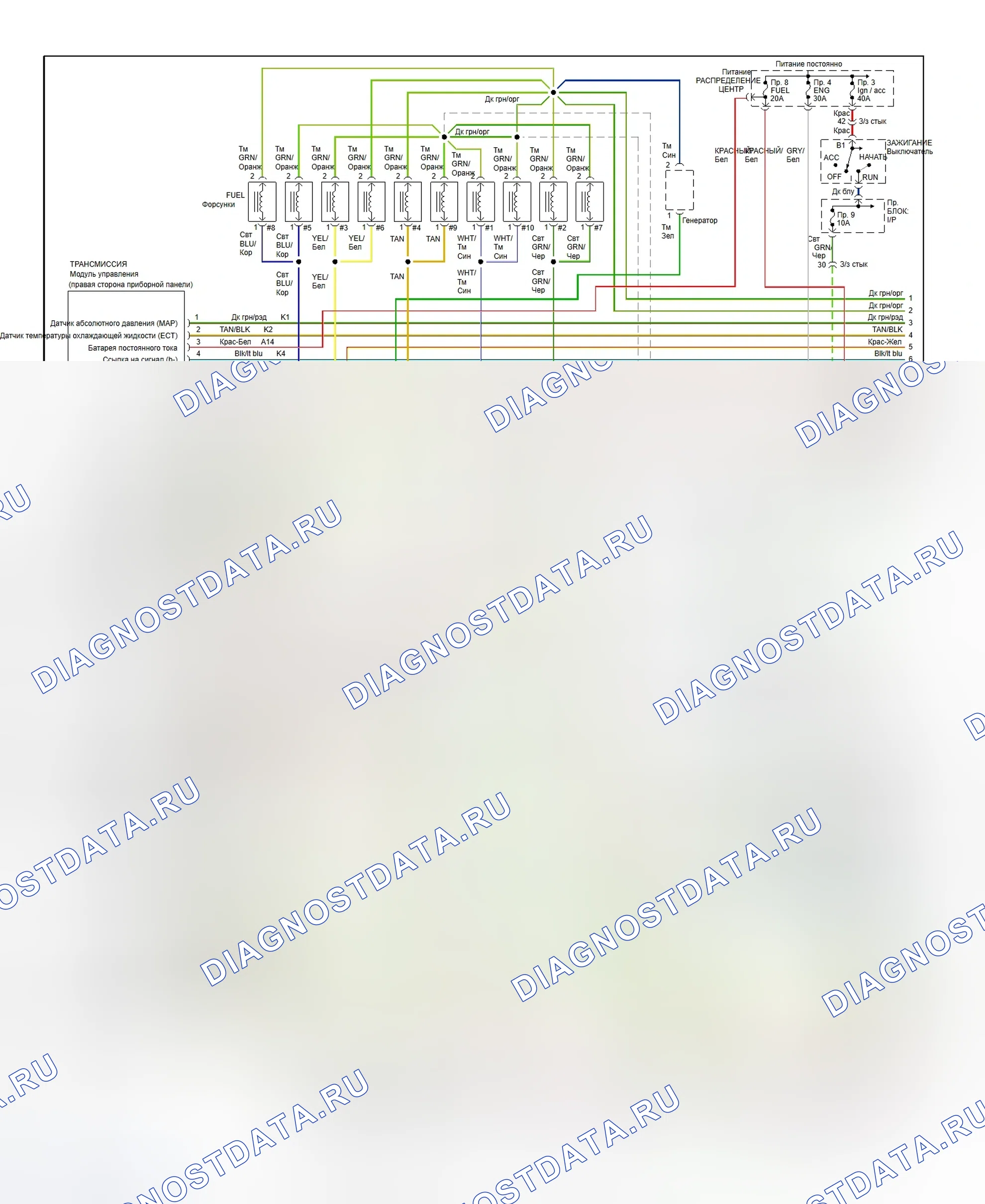 Рис. 141: электросхема (Ram Pickup - 8.0L - 1 из 2). Dodge Ram Van B3500 B pre