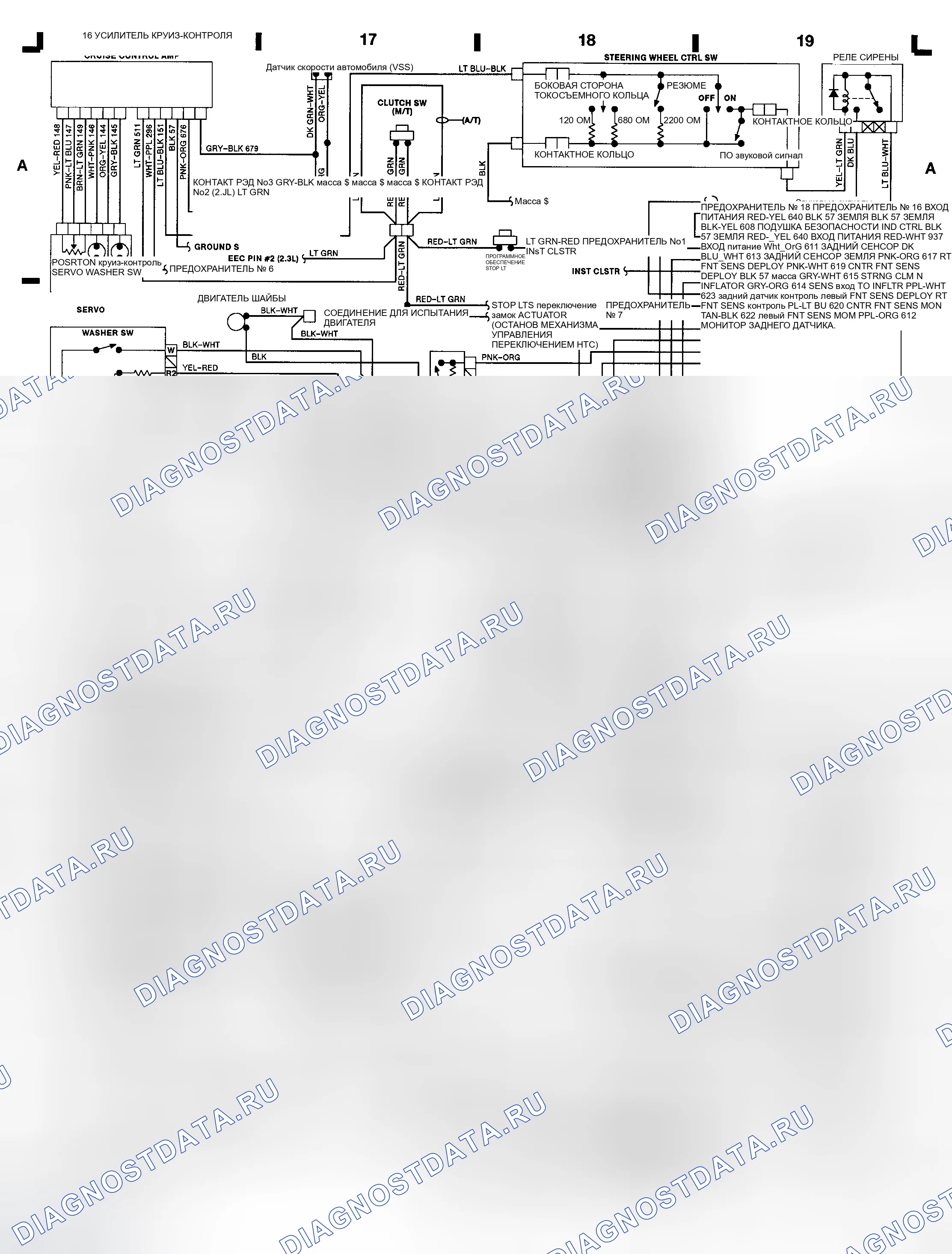 Рис. 7: Принципиальная схема круиз-контроля (1992 Mustang - Grid A 16-17). Lincoln Continental VIII