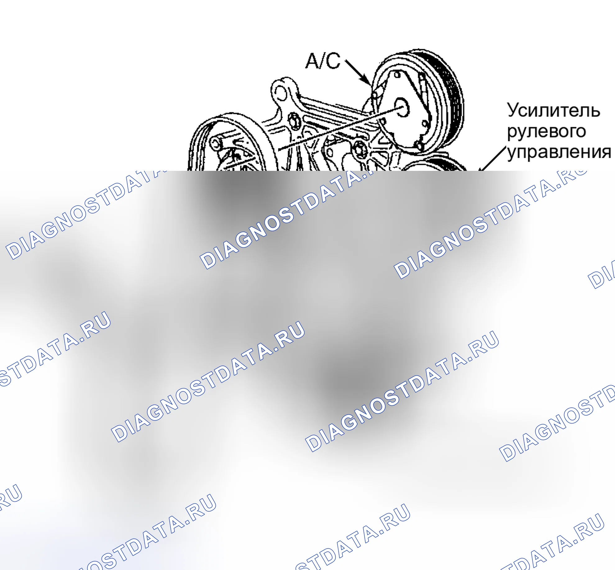 Рис. 7: Трассировка серпантинного ремня (серия 2.2L «S»). Hyundai Stellar I