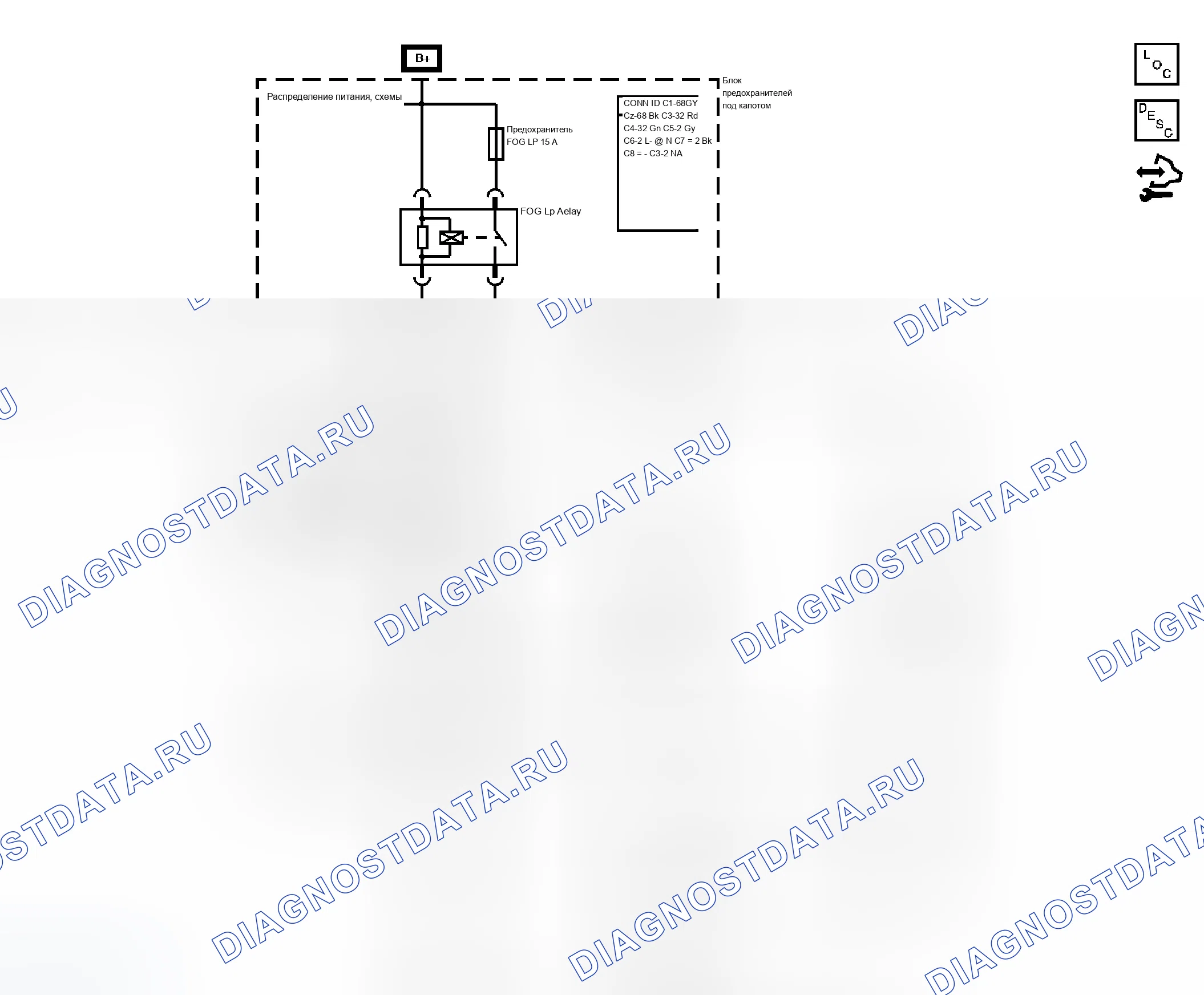 Рис. 4: Схема противотуманных фар. Chevrolet Silverado Classic 2500 HD 