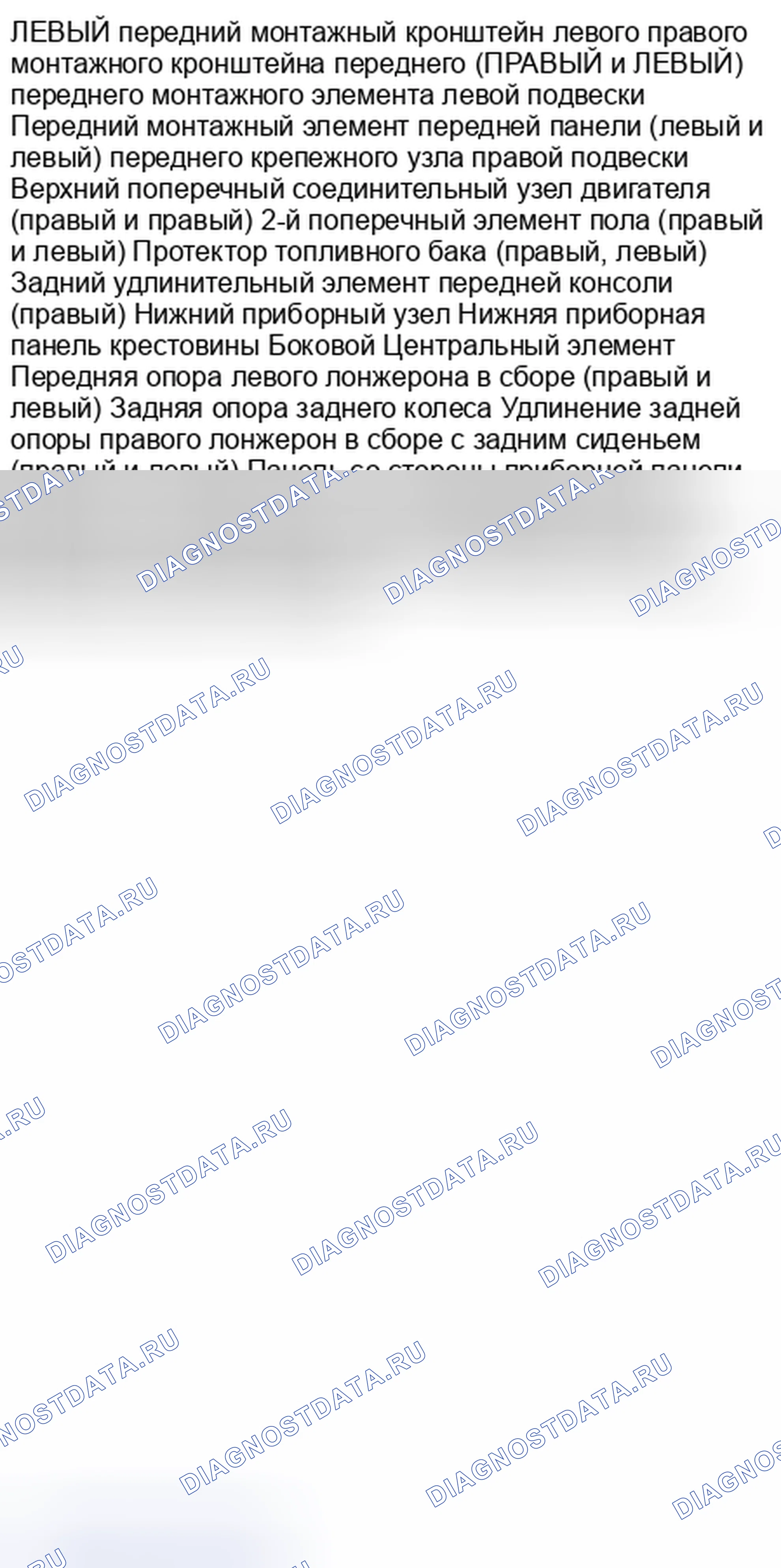Рис. 73: Справочная таблица компонентов нижней части тела. Nissan Sentra B16