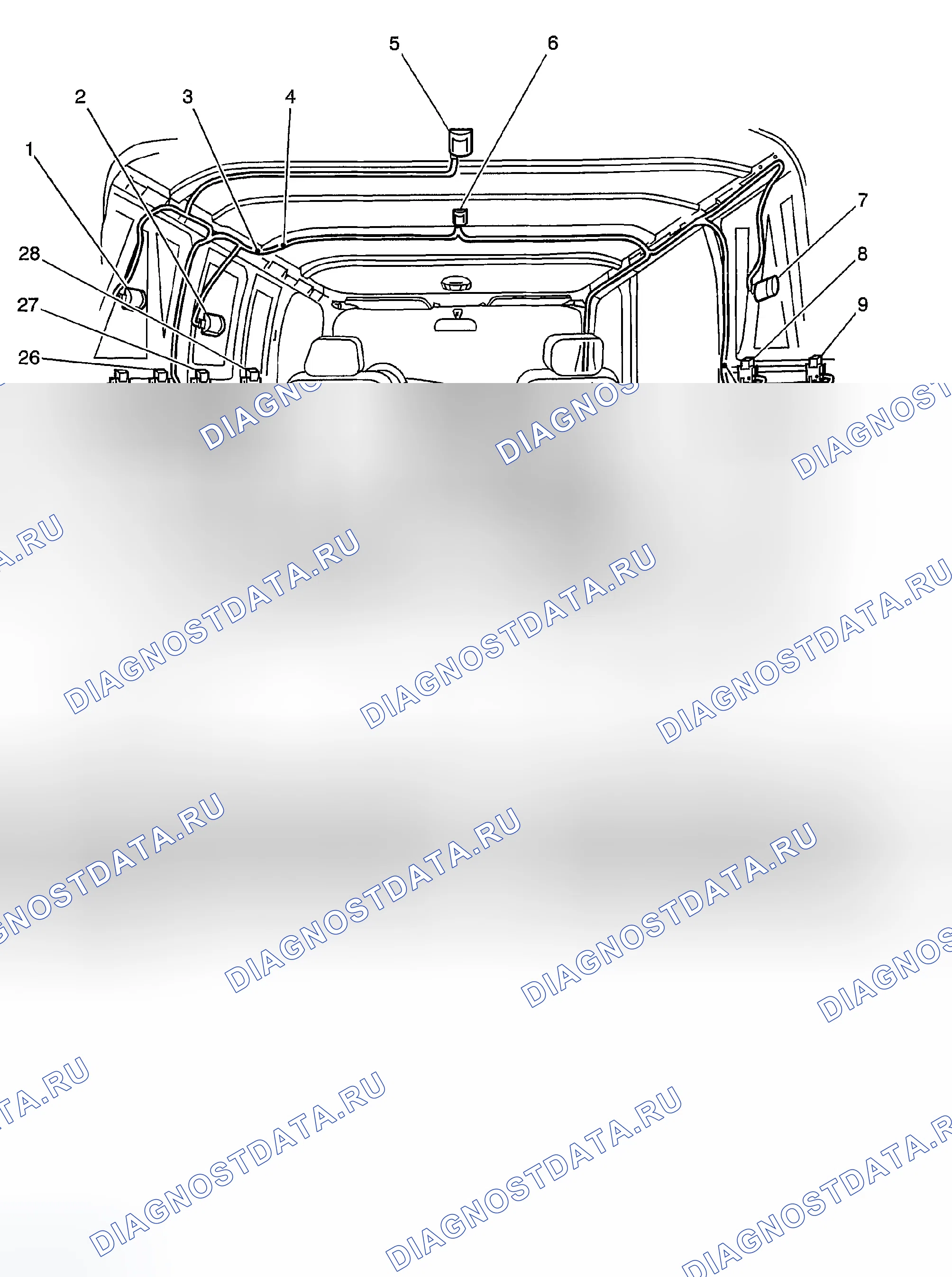 Рис. 3: Виды компонентов задней части кузова. GMC Savana H2500 
