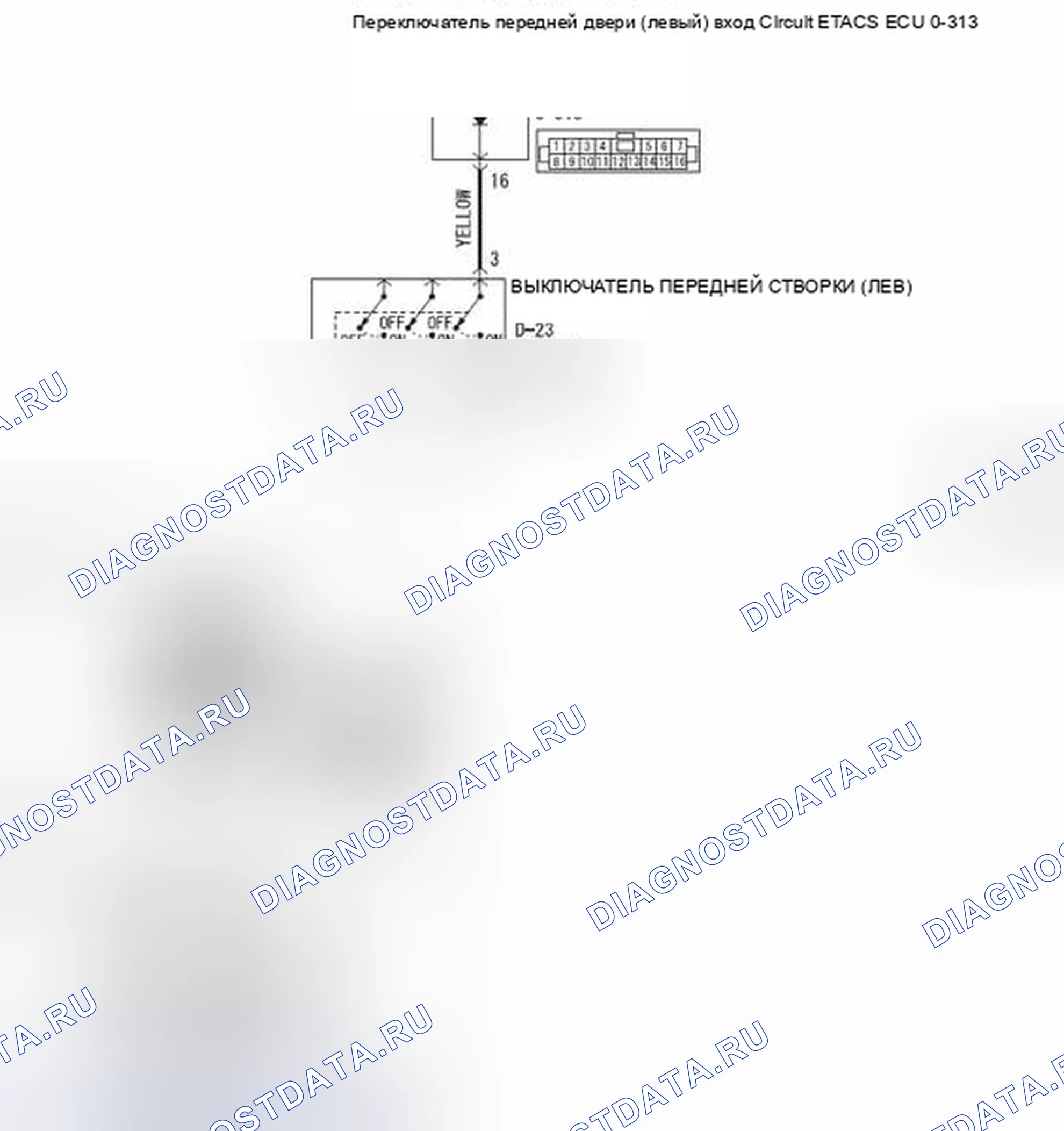 Рис. 366: Процедура проверки 5: ETACS-ECU не получает никакого сигнала от выключателя передней двери (Lh). Honda e:NP1 I