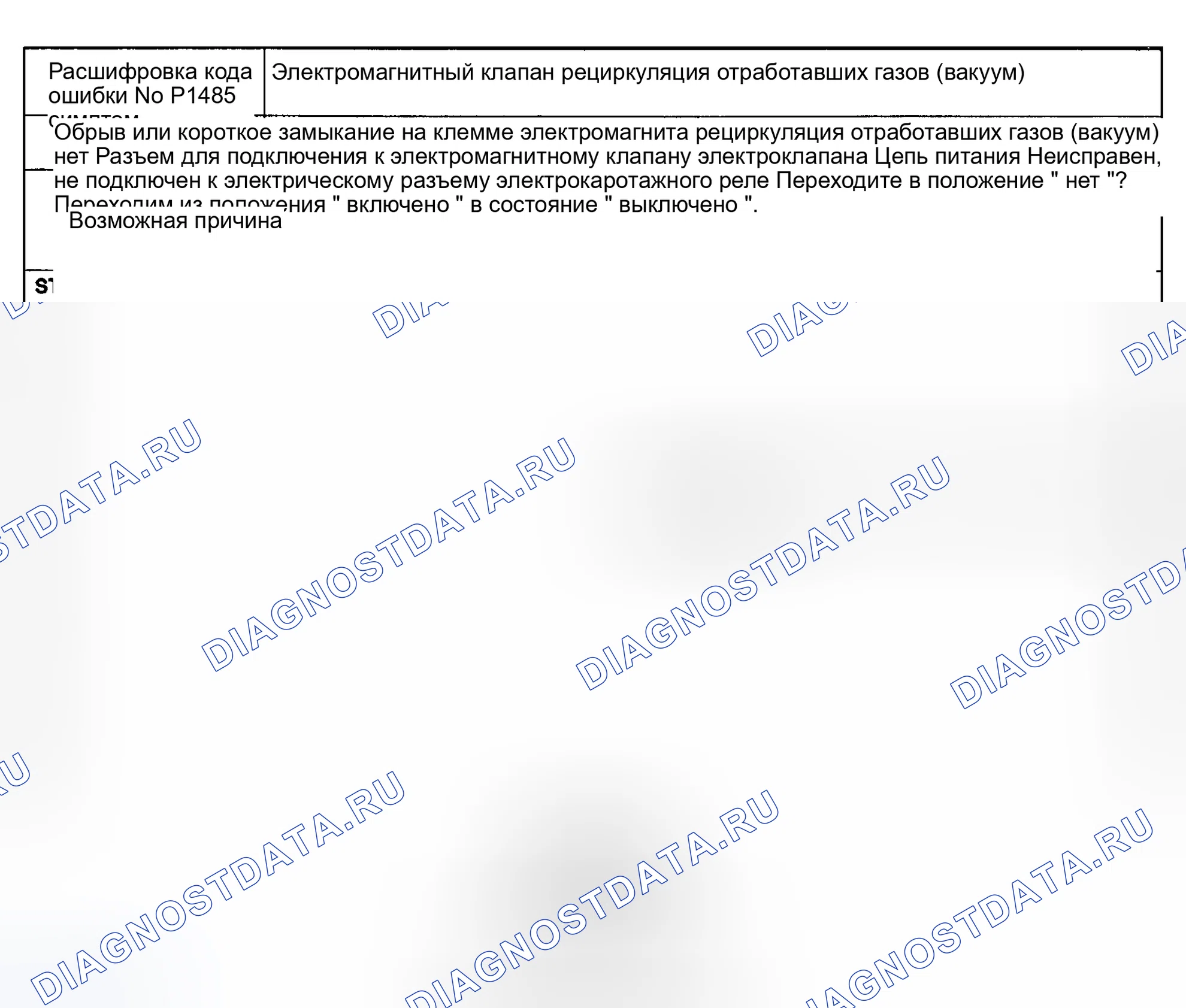 Рис. 74: Код неисправности No P1485 Вакуумный электромагнитный клапан рециркуляция отработавших газов. Mazda Eunos 800 I