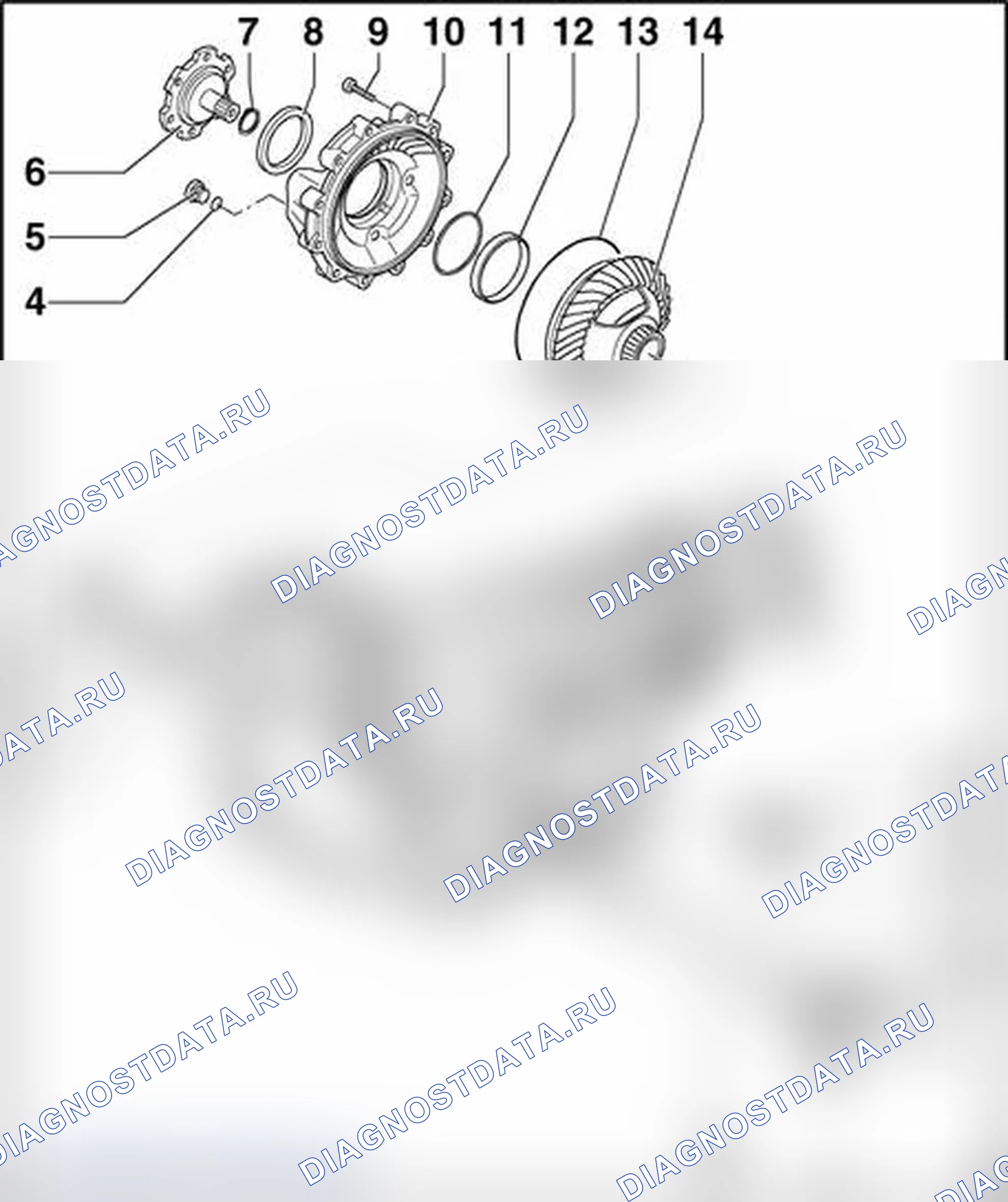 Рис. 541: Передний конечный привод, обзор сборки. Audi S4 B7
