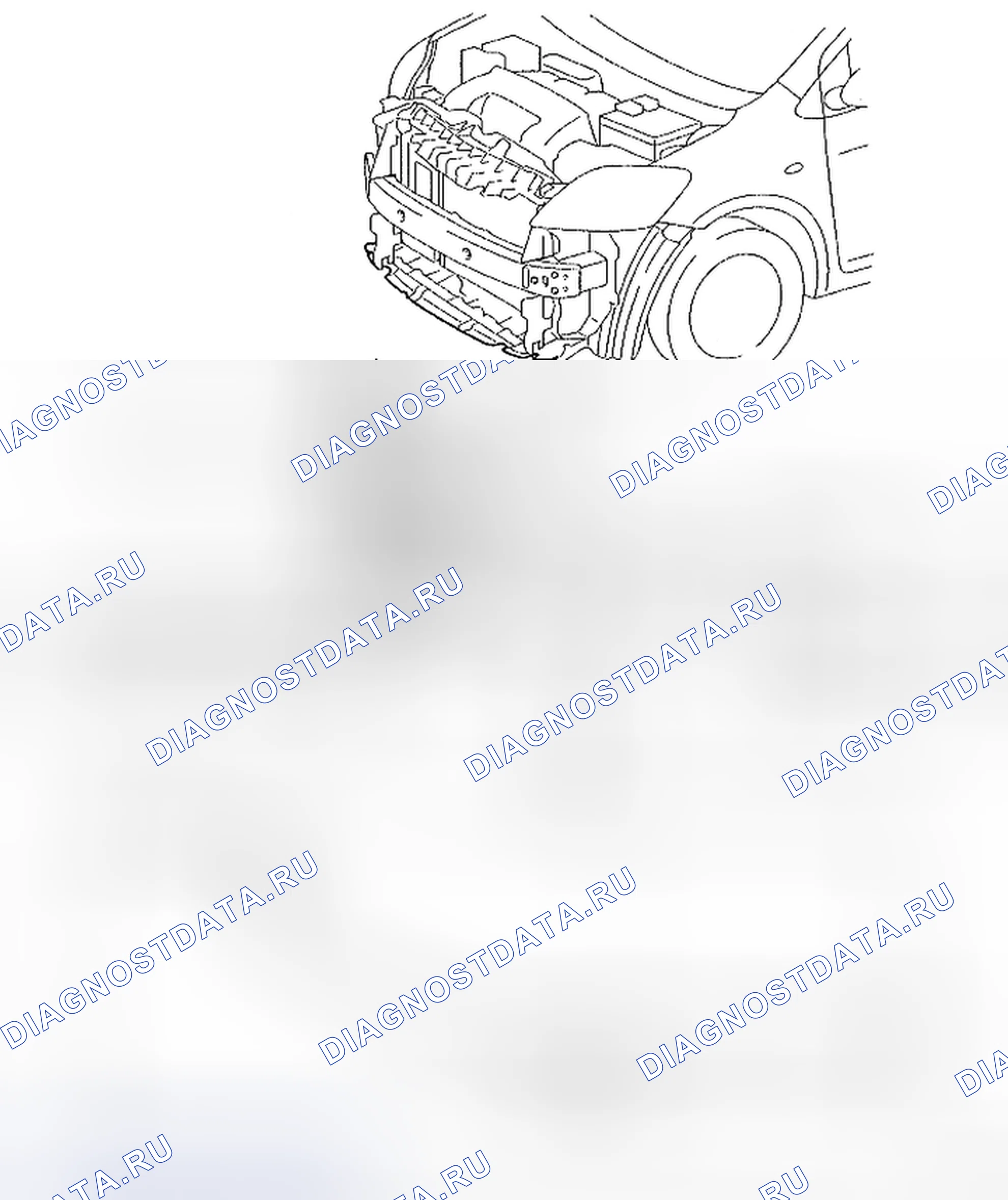 Рис. 328: Идентификация компонентов конденсатора (для седана) (1 из 3). Toyota Yaris II