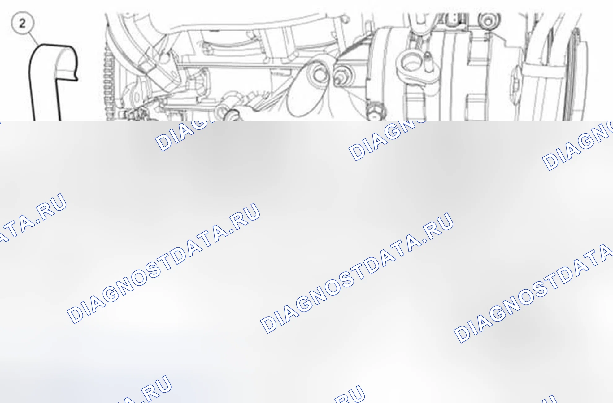 Рис. 345: Опорный изолятор двигателя - правый (вид 1 из 2). Ford Mustang V рестайлинг