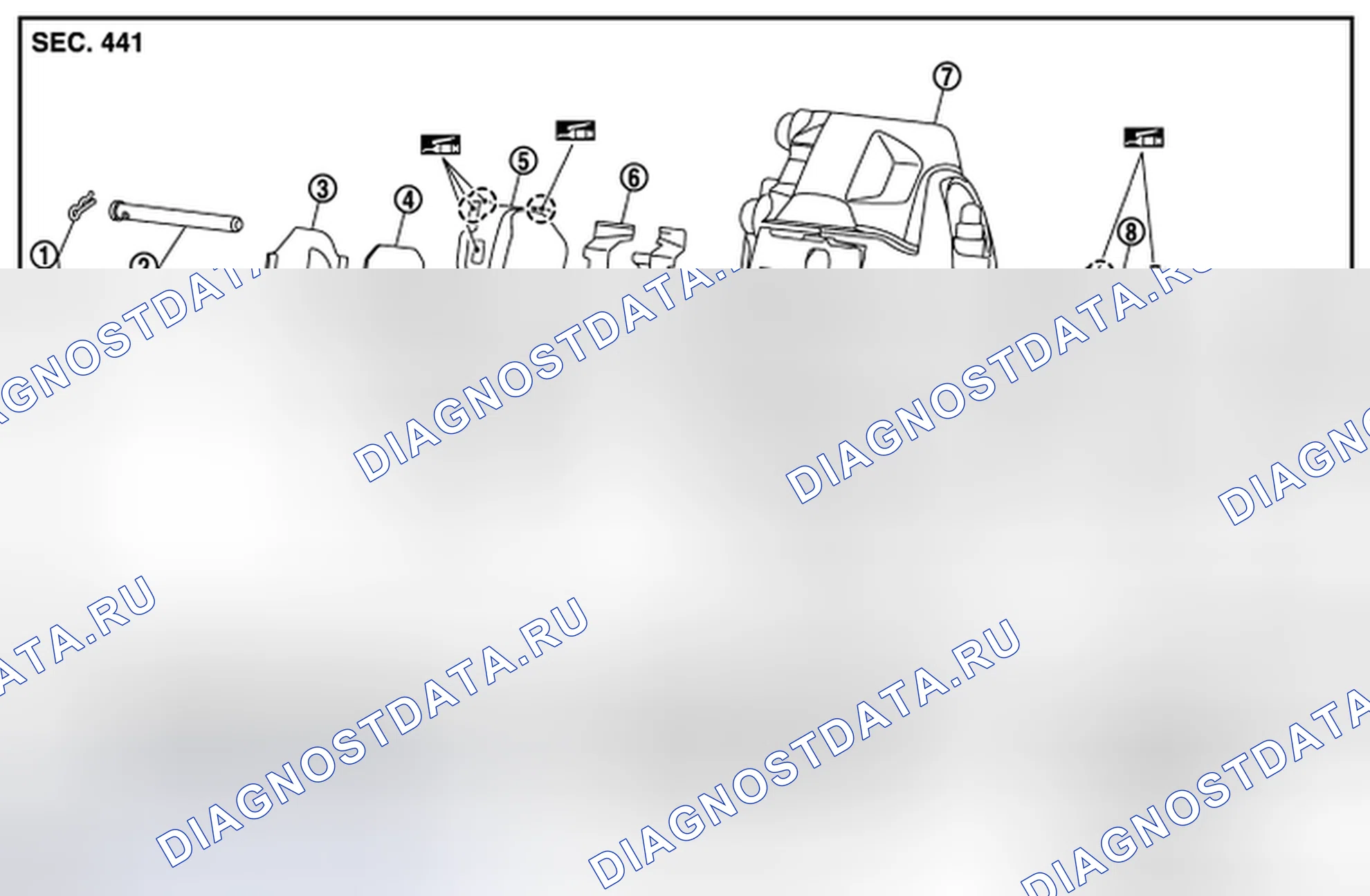 Рис. 32: ТОРМОЗНАЯ КОЛОДКА (ДВУХПОРШНЕВОГО ТИПА): Покомпонентный вид. Infiniti FX37 II рестайлинг